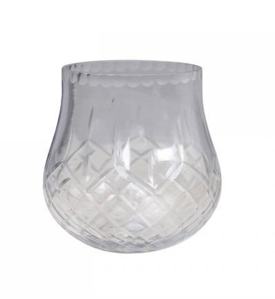 Chic Antique Rundlicher Teelichthalter mit Schliff, farblos H10/D10 cm