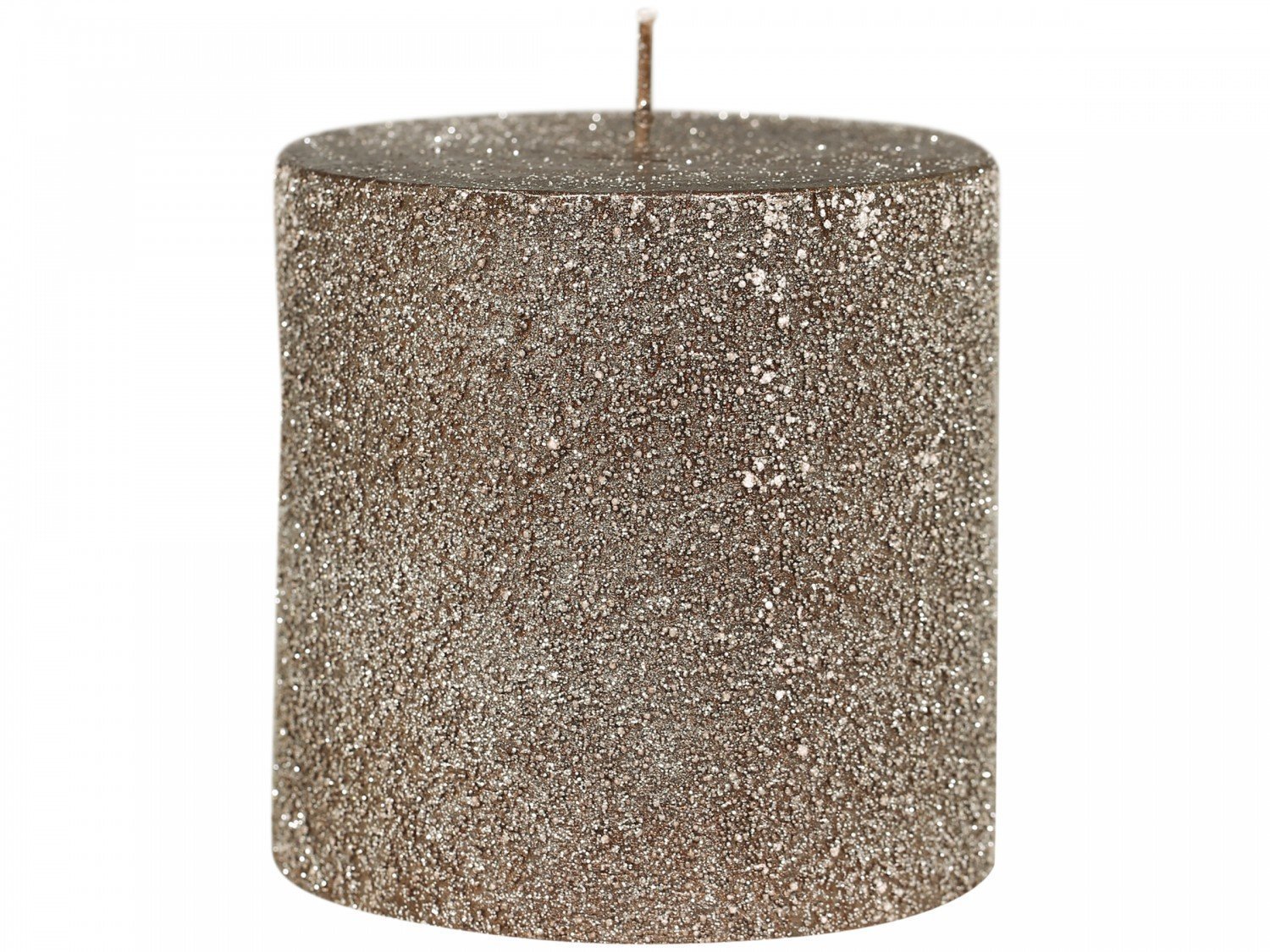 Rustikale Stumpenkerze mit Glitzer, mokka H10/Ø10 cm