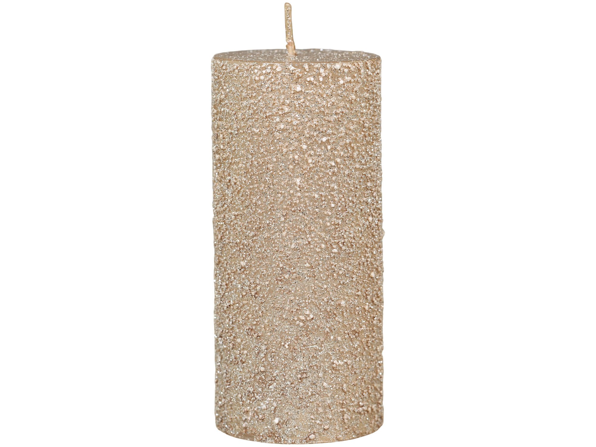 Rustikale Stumpenkerze rau, champagner 