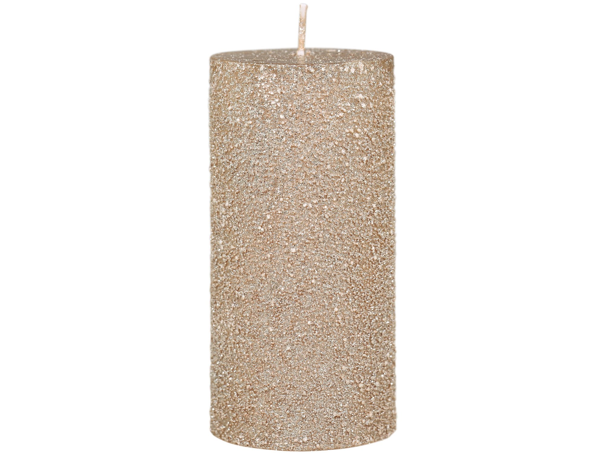 Rustikale Stumpenkerze rau, champagner 