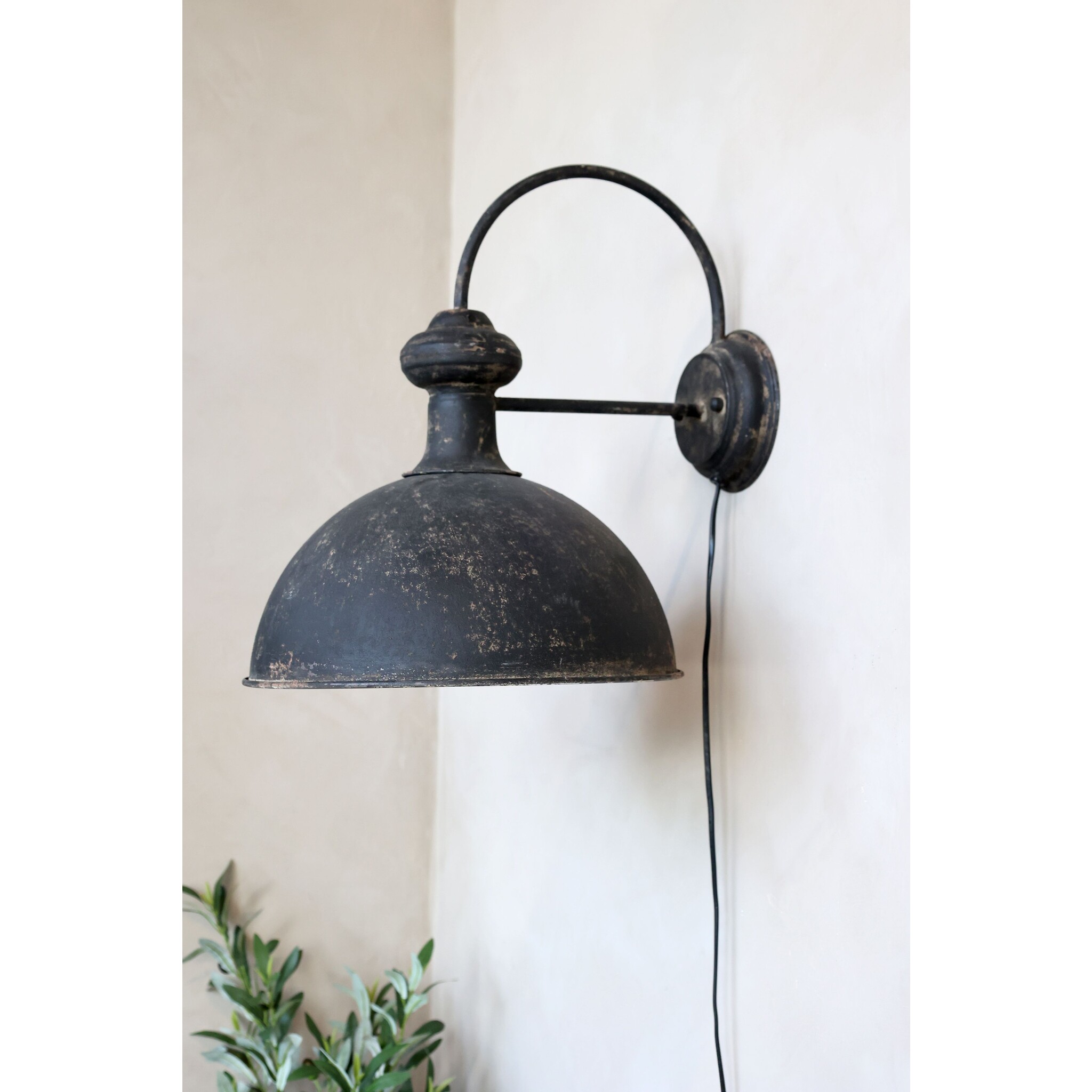 Rustikale Wandlampe antik schwarz, schwarz 