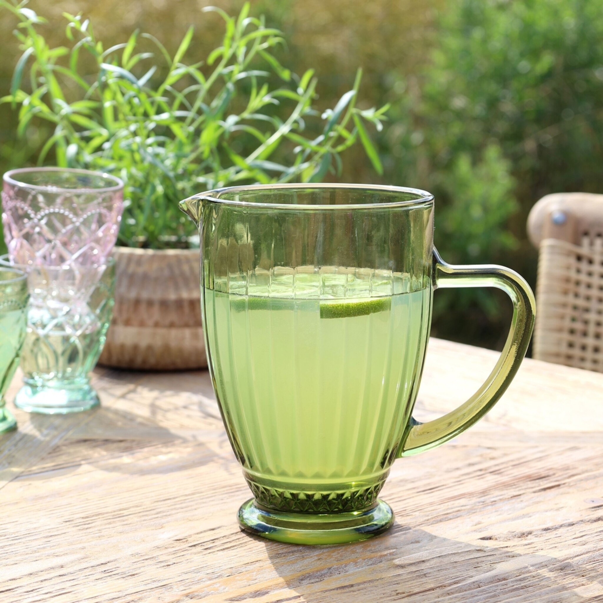 Chic Antique Kanne Saint-Émilion mit Vintage Muster, oliv 