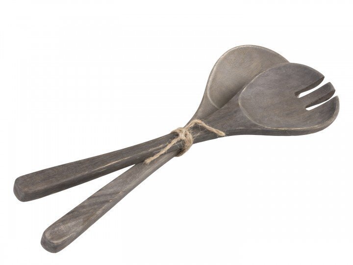 Salatbesteck Laon 2er Set aus Mangoholz, kohle 