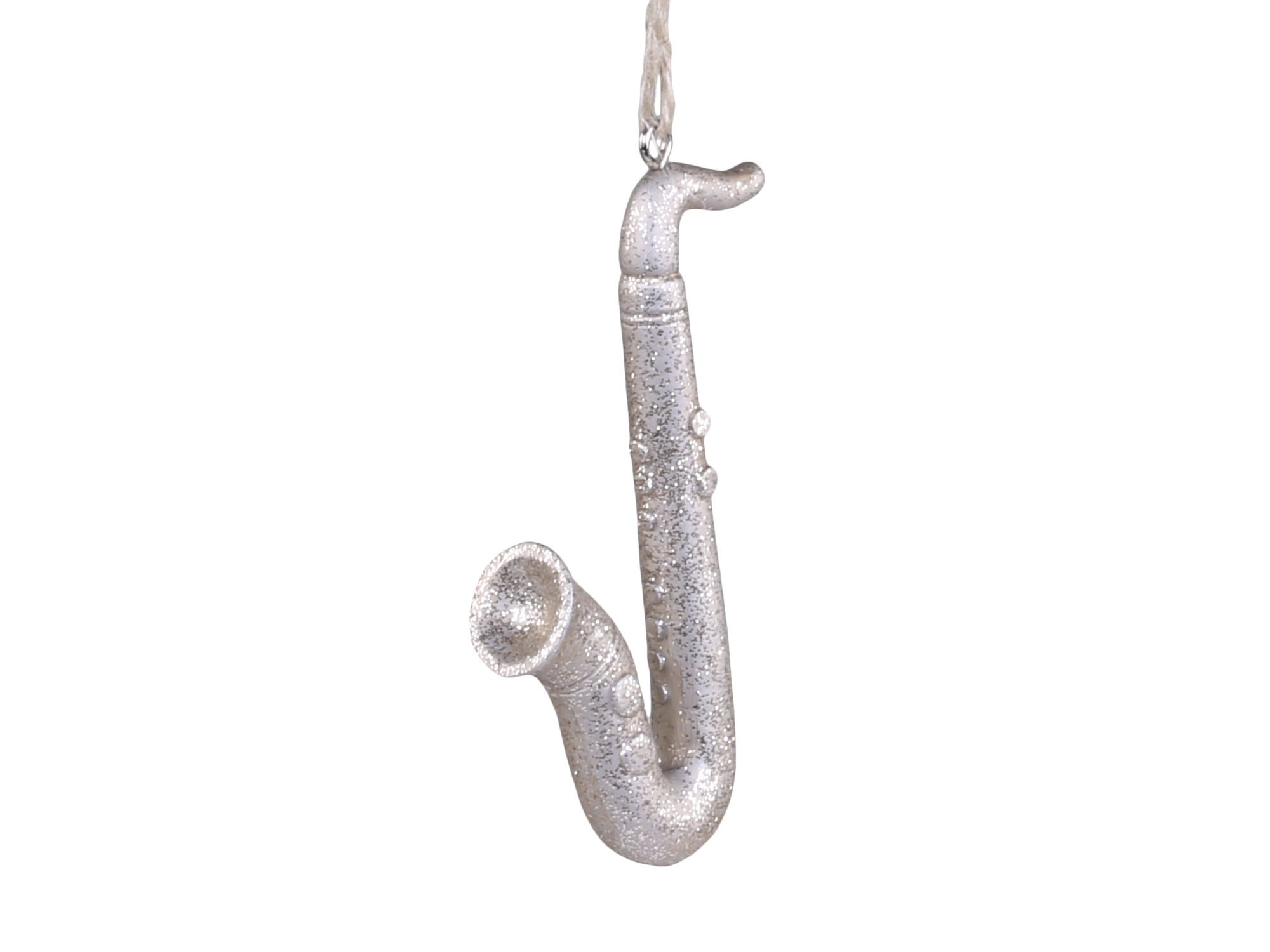 Saxophon Anhänger mit Glitzer, champagner 