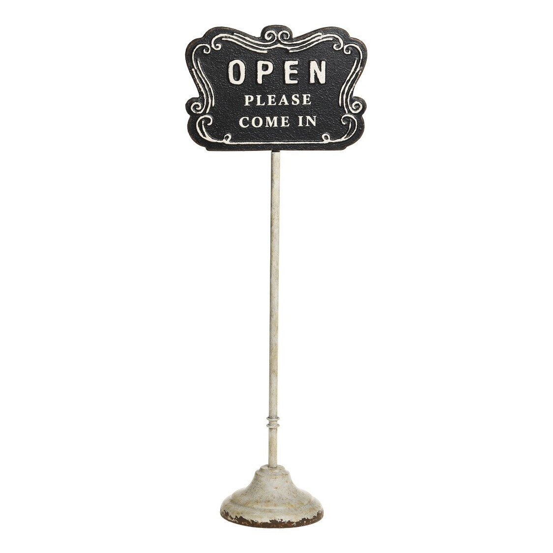 Schild Open, antique creme 
