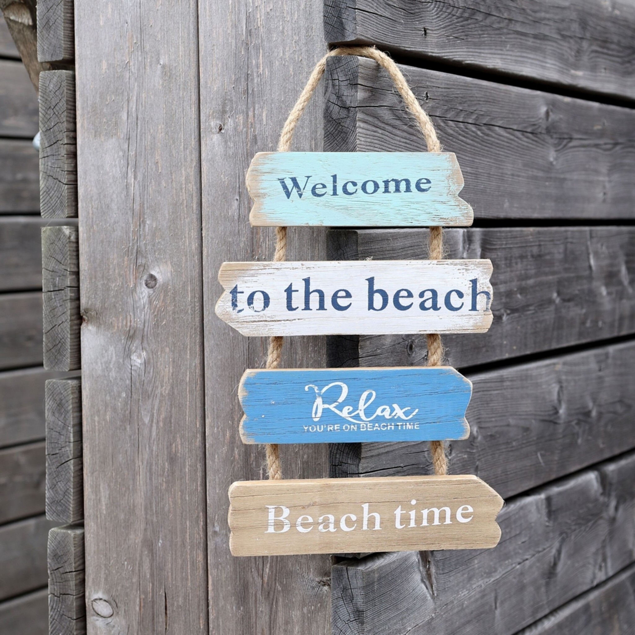 Maritimes Willkommensschild im Shabby Chic, blau 