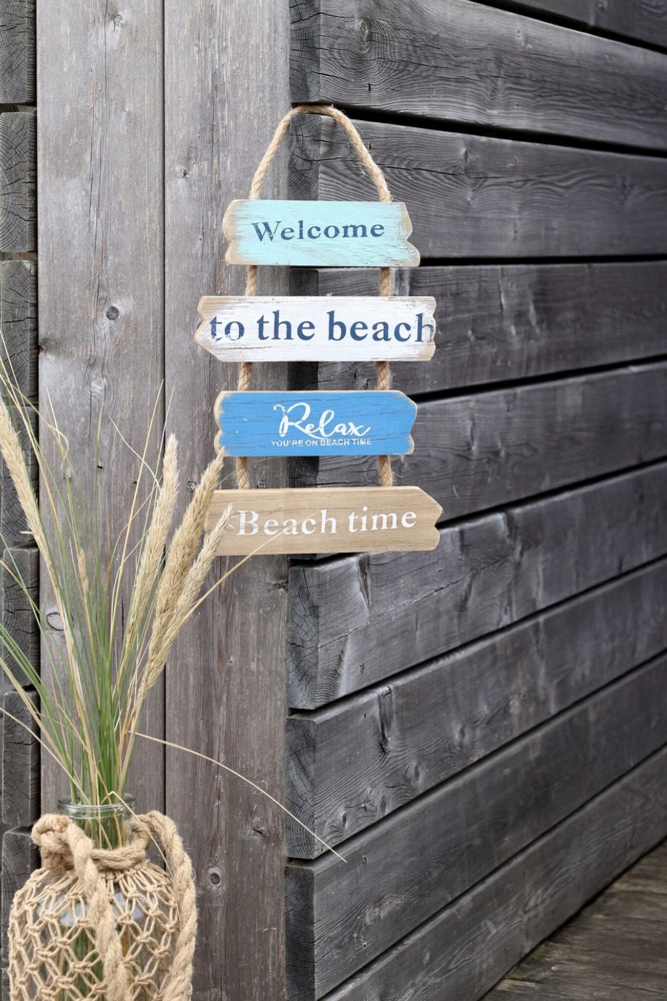 Maritimes Willkommensschild im Shabby Chic, blau 