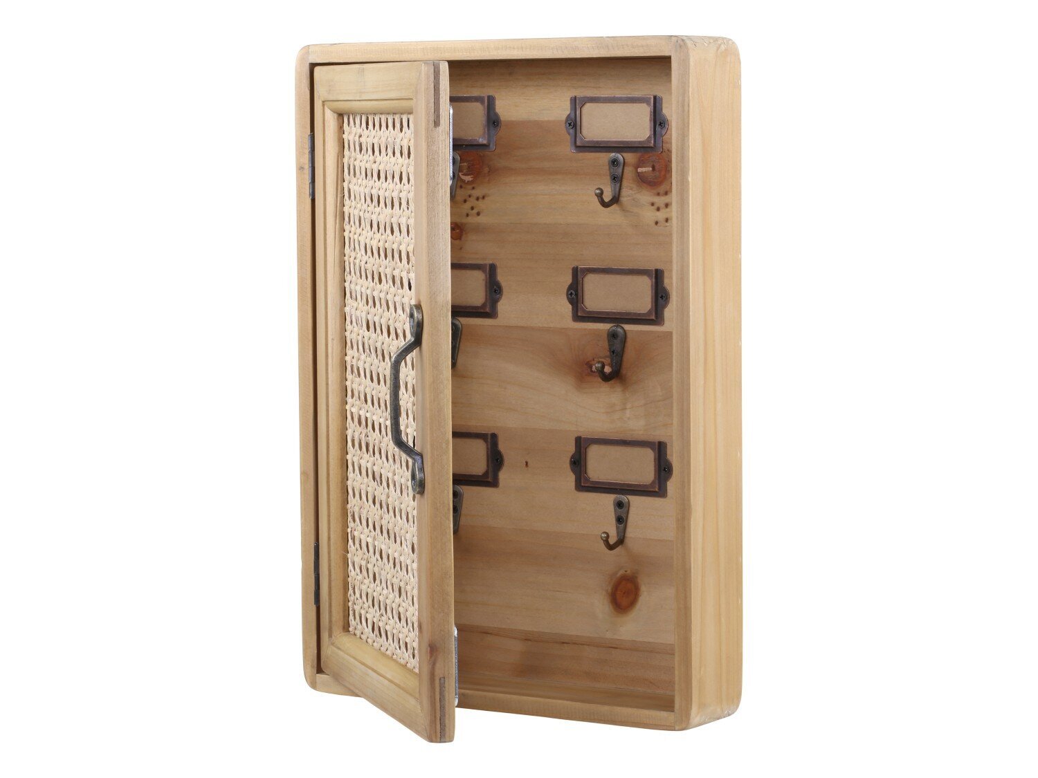 Schlüsselschrank mit französisch geflochtener Tür, natur