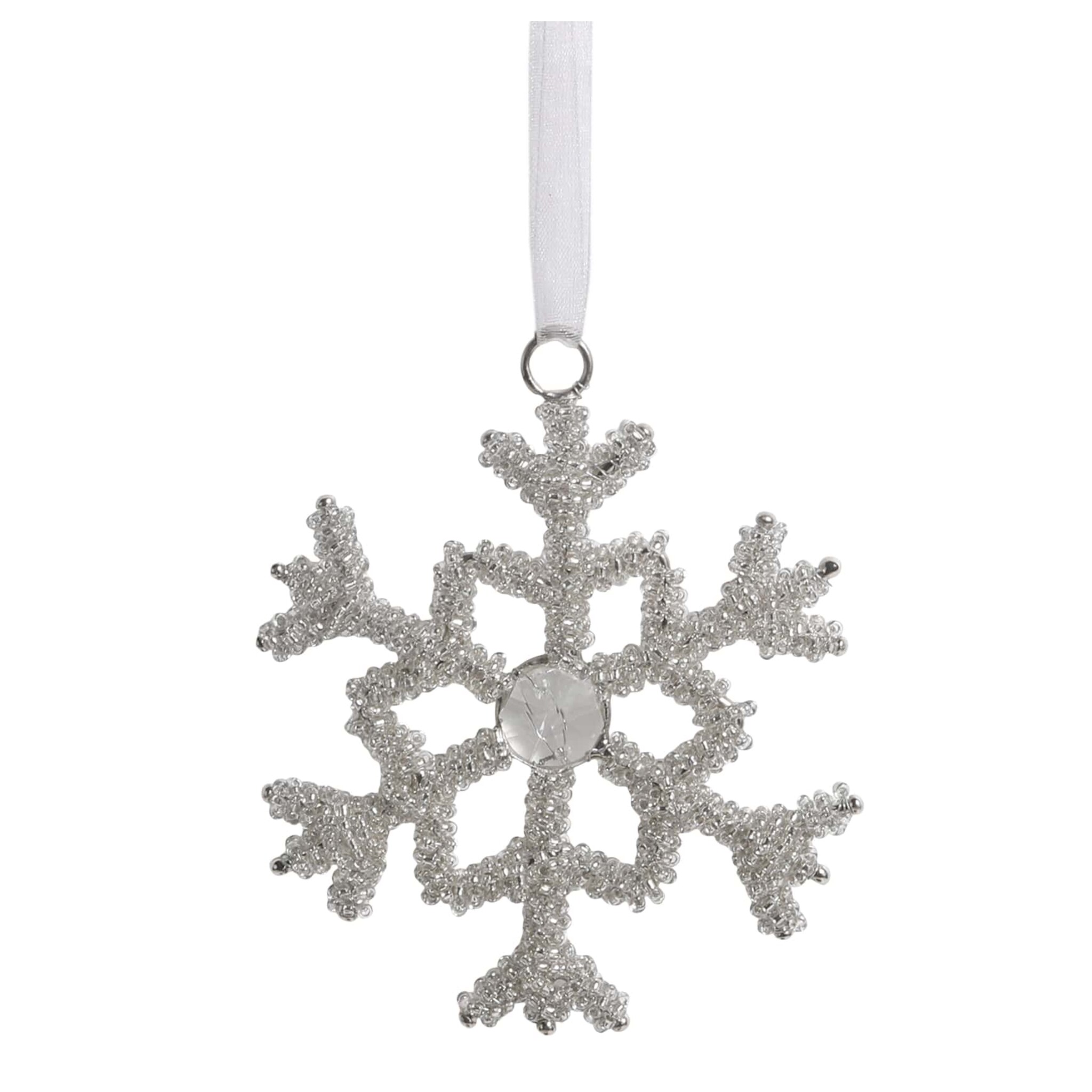 Schneeflocken Aufhänger mit Strasssteinen, silber Ø 9 cm