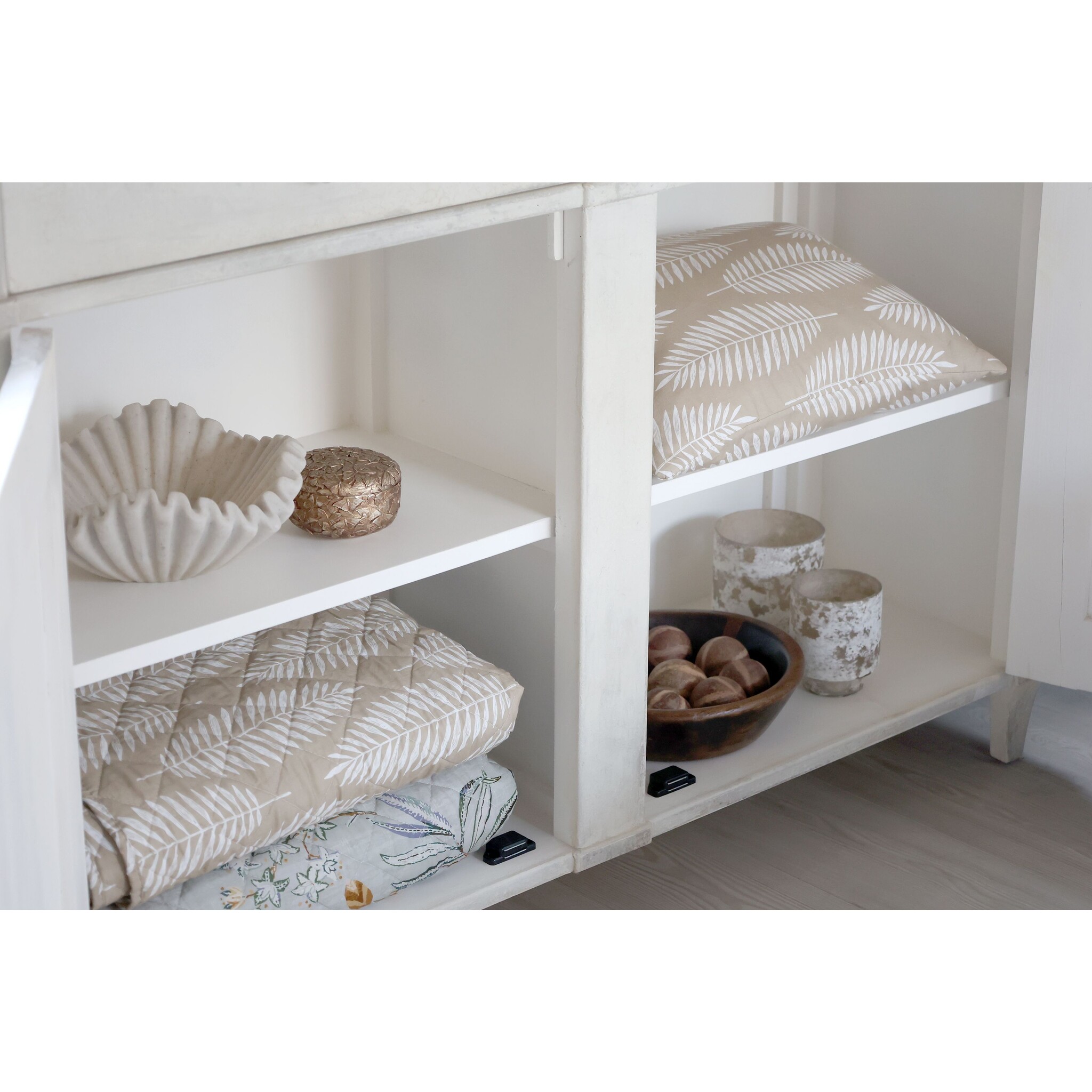 Schranktisch mit 2 Türen und 2 Schubladen, creme 