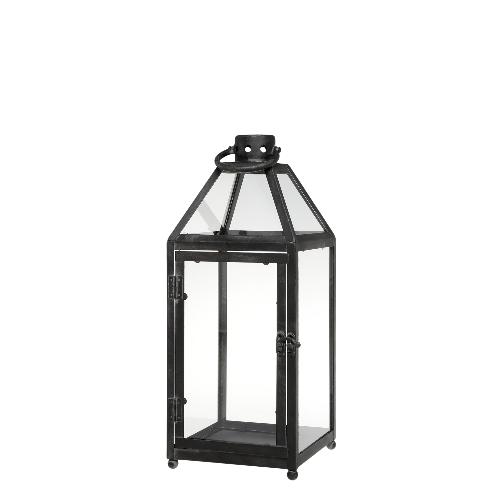 Schwarze Metall Laterne Landhaus, schwarz Höhe 45, Länge: 18, Breite: 19 cm