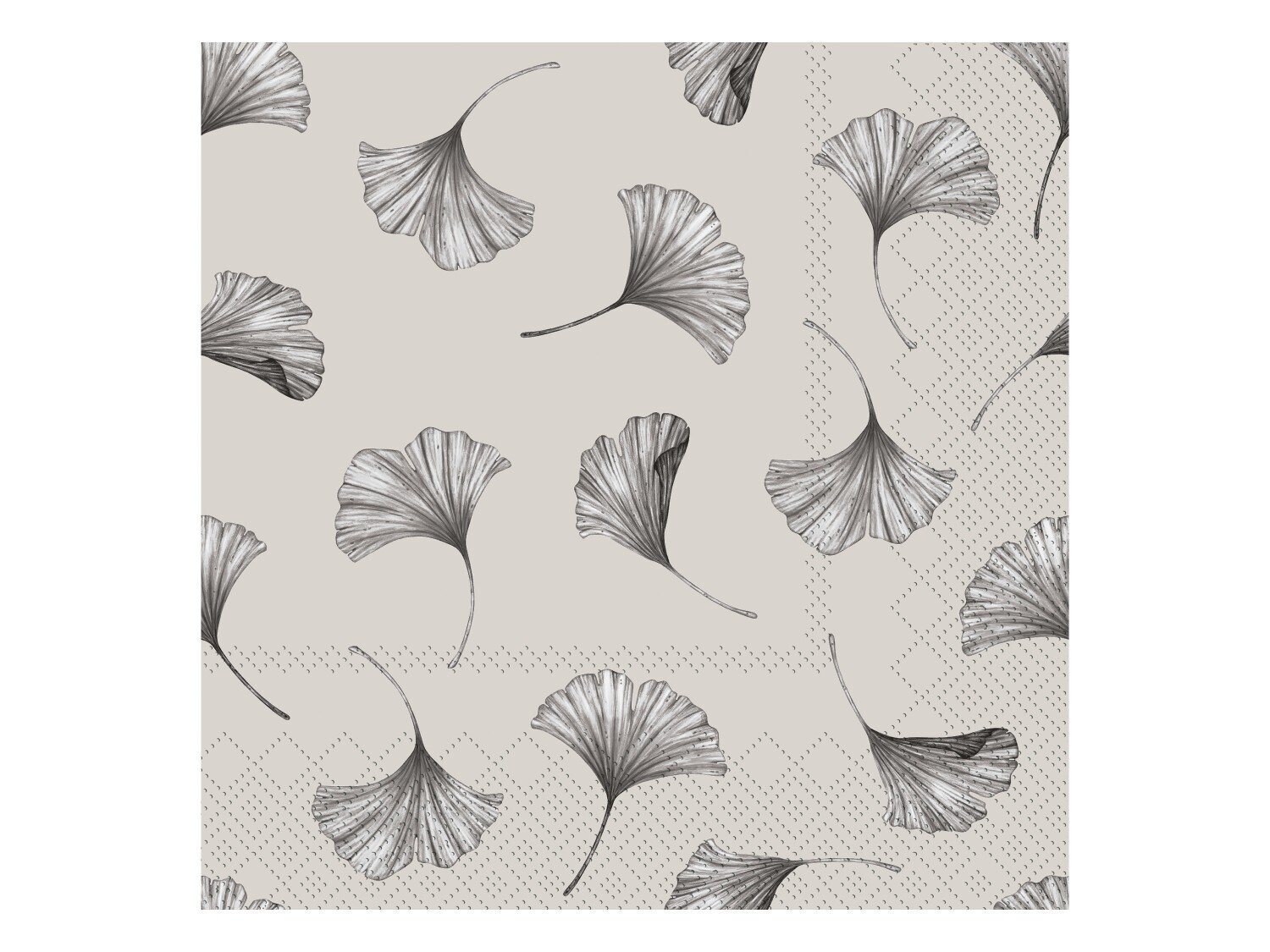 Serviette Gingko Blätter, französisches grau 