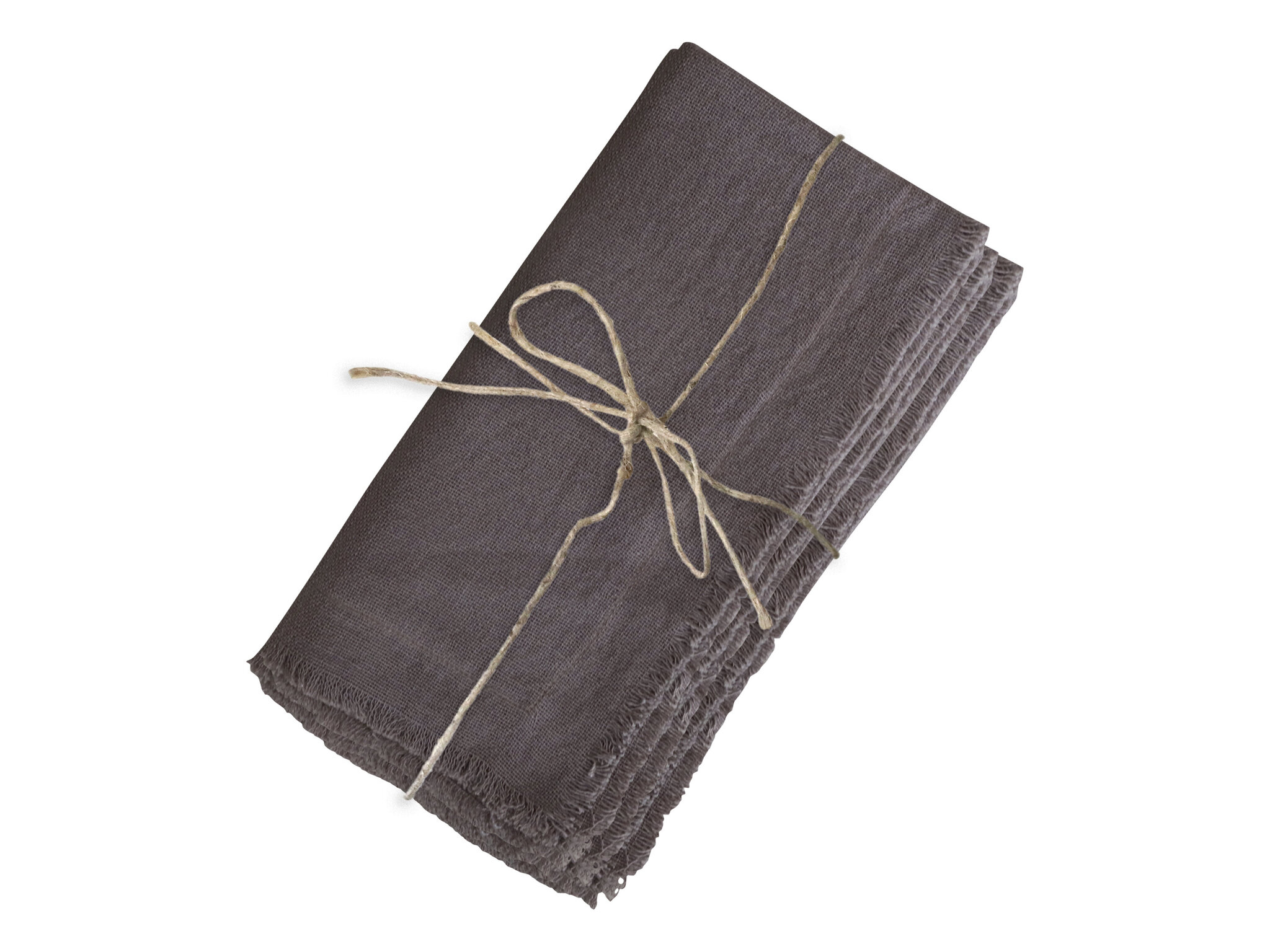 Serviette mit Fransen im 4er Set, mokka