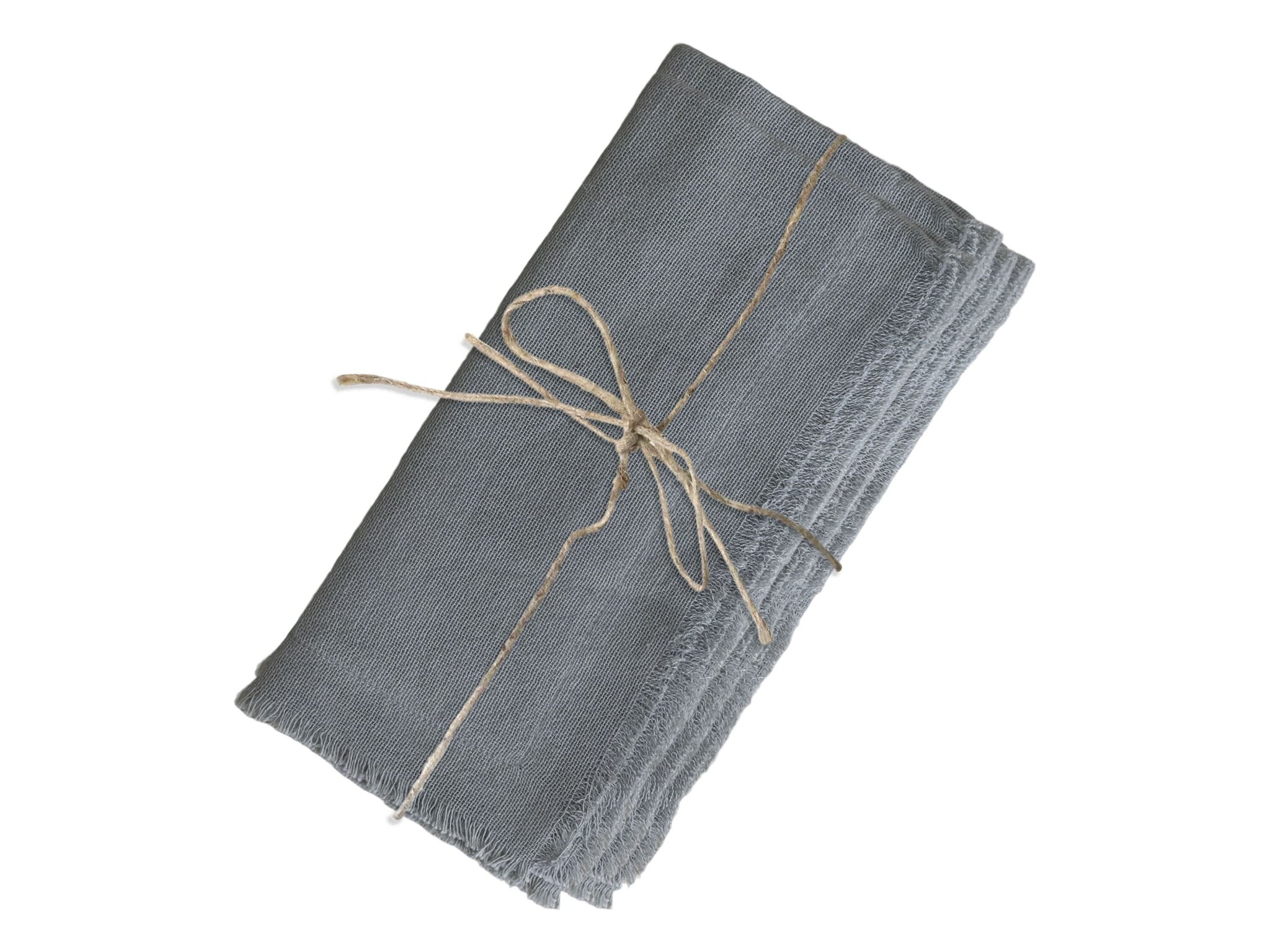 Serviette mit Fransen im 4er Set, franz. grau
