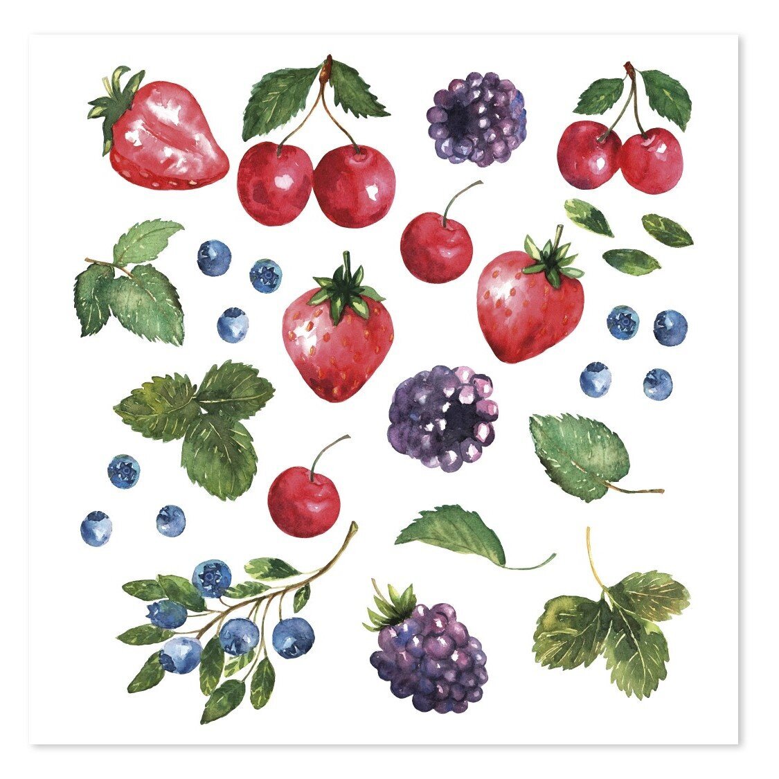 Servietten mit fruchtigem Motiv, weiss 