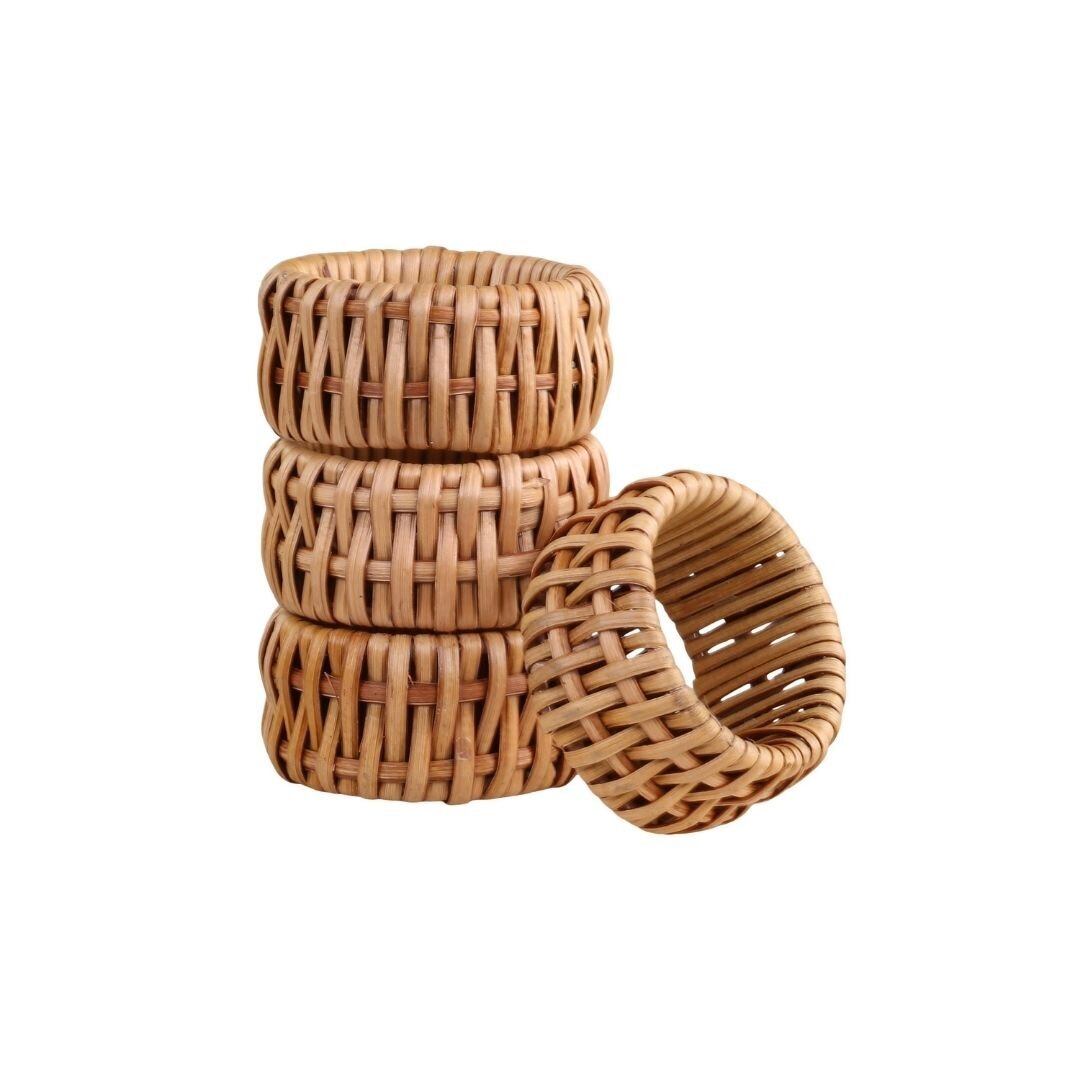 Serviettenring 4er-Set aus Rattan, natur 