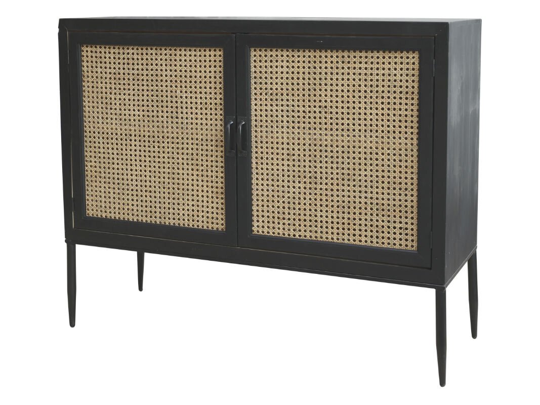 Sideboard mit französischem Geflecht, schwarz 