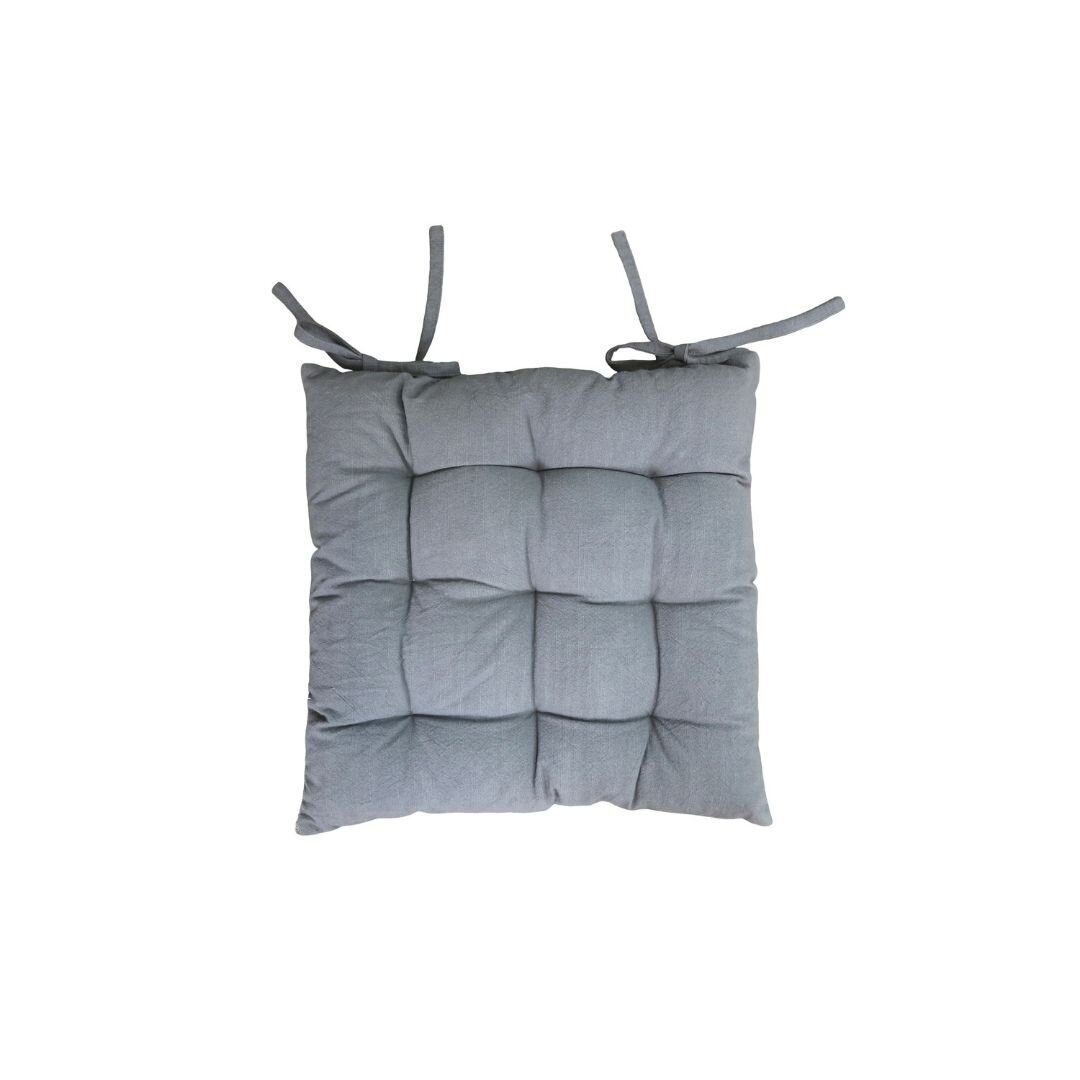 Sitzkissen Nimes mit Bindeband, kohle 