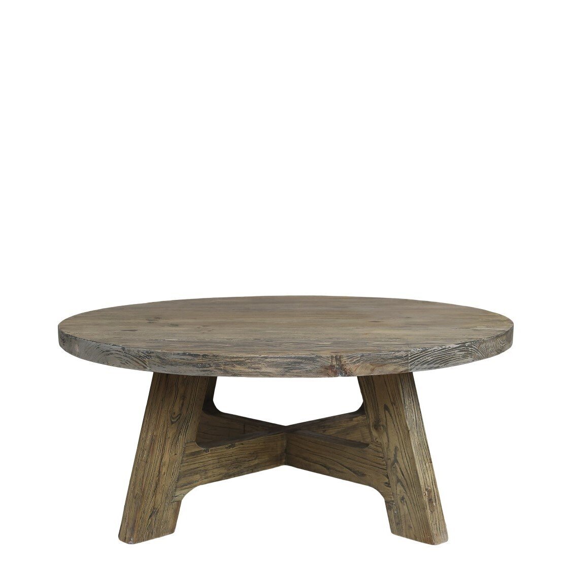 Sofatisch Rund aus Recyclingholz, natur 