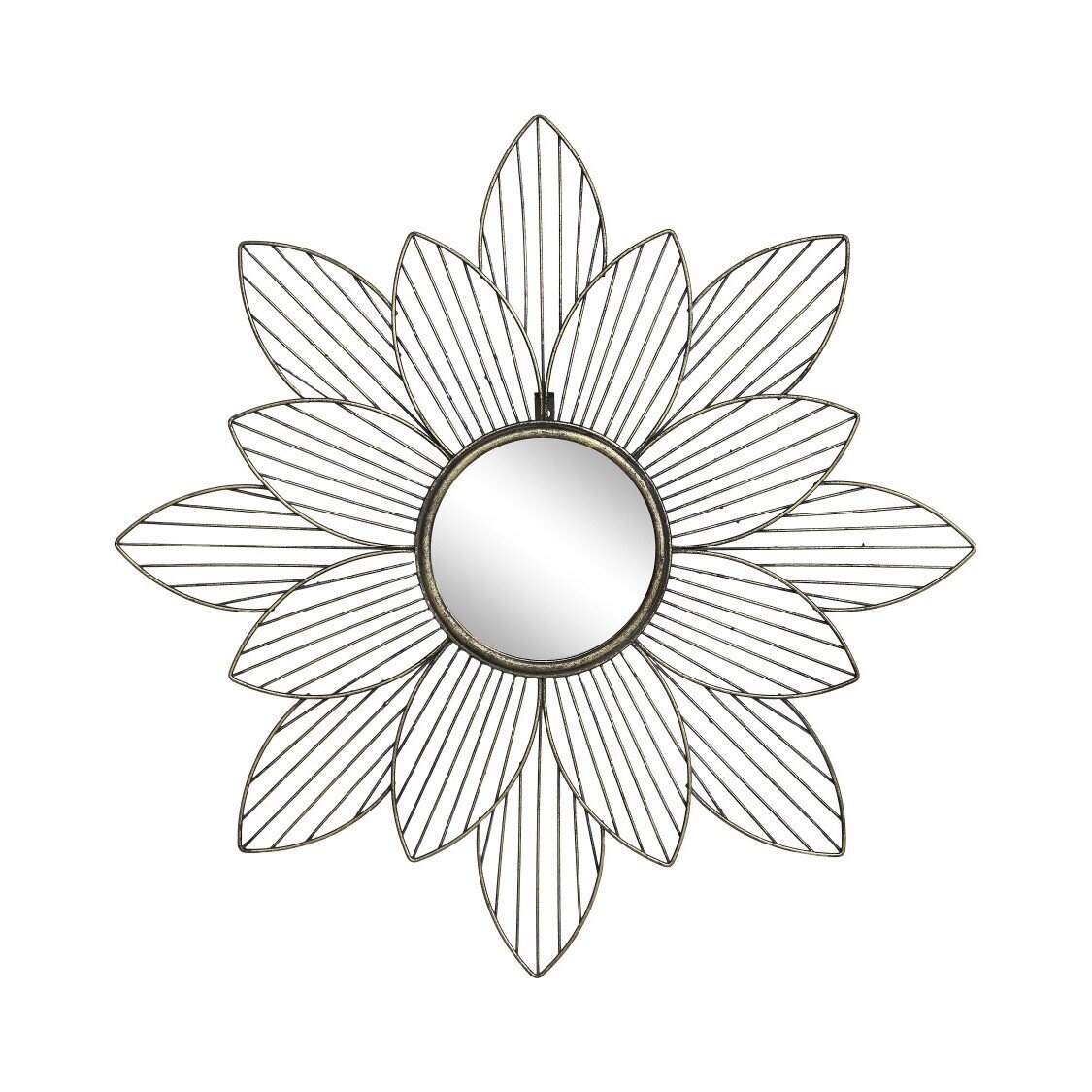 Spiegel mit Blumendeko, antique messing 