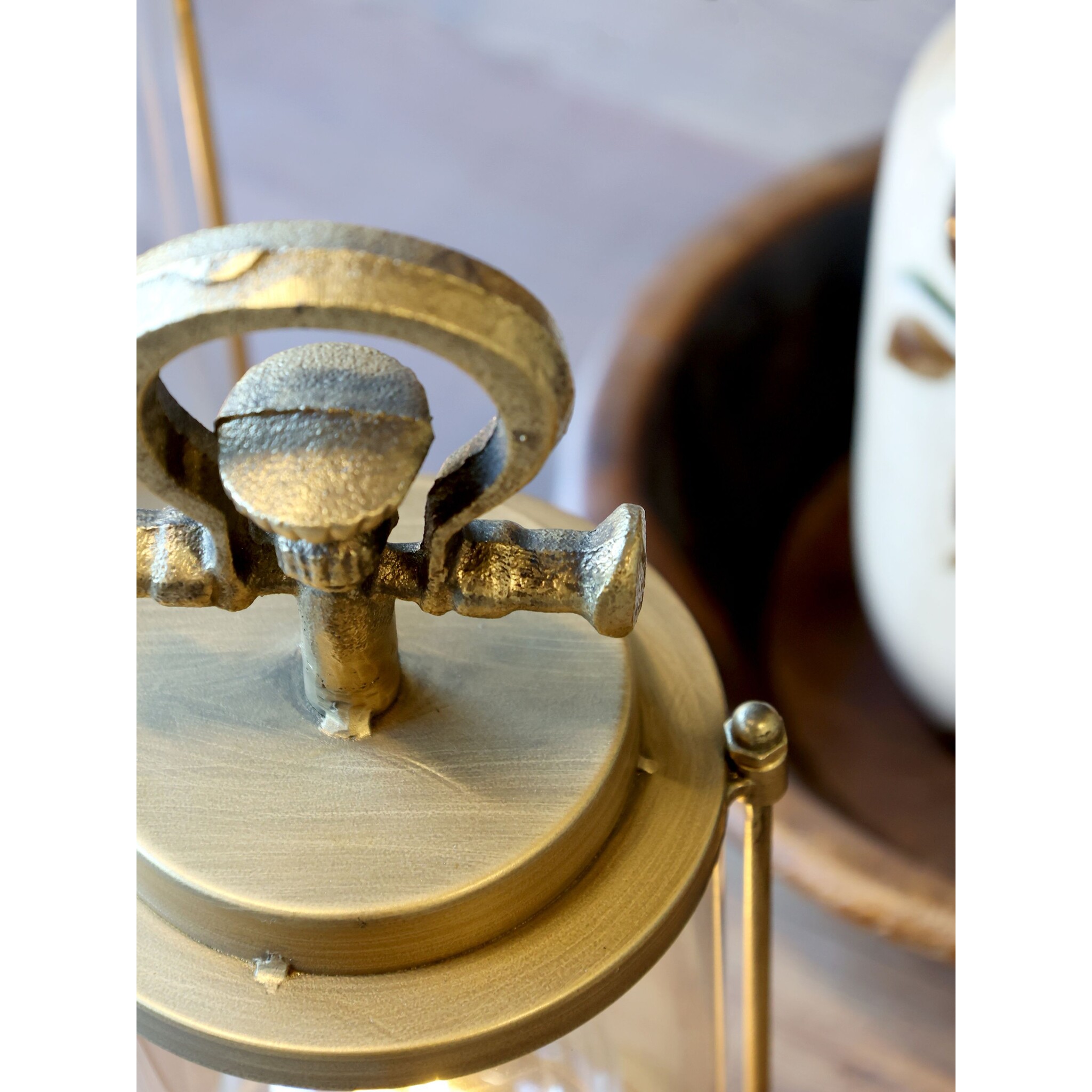 Stall Laterne mit LED und Timer, gold 