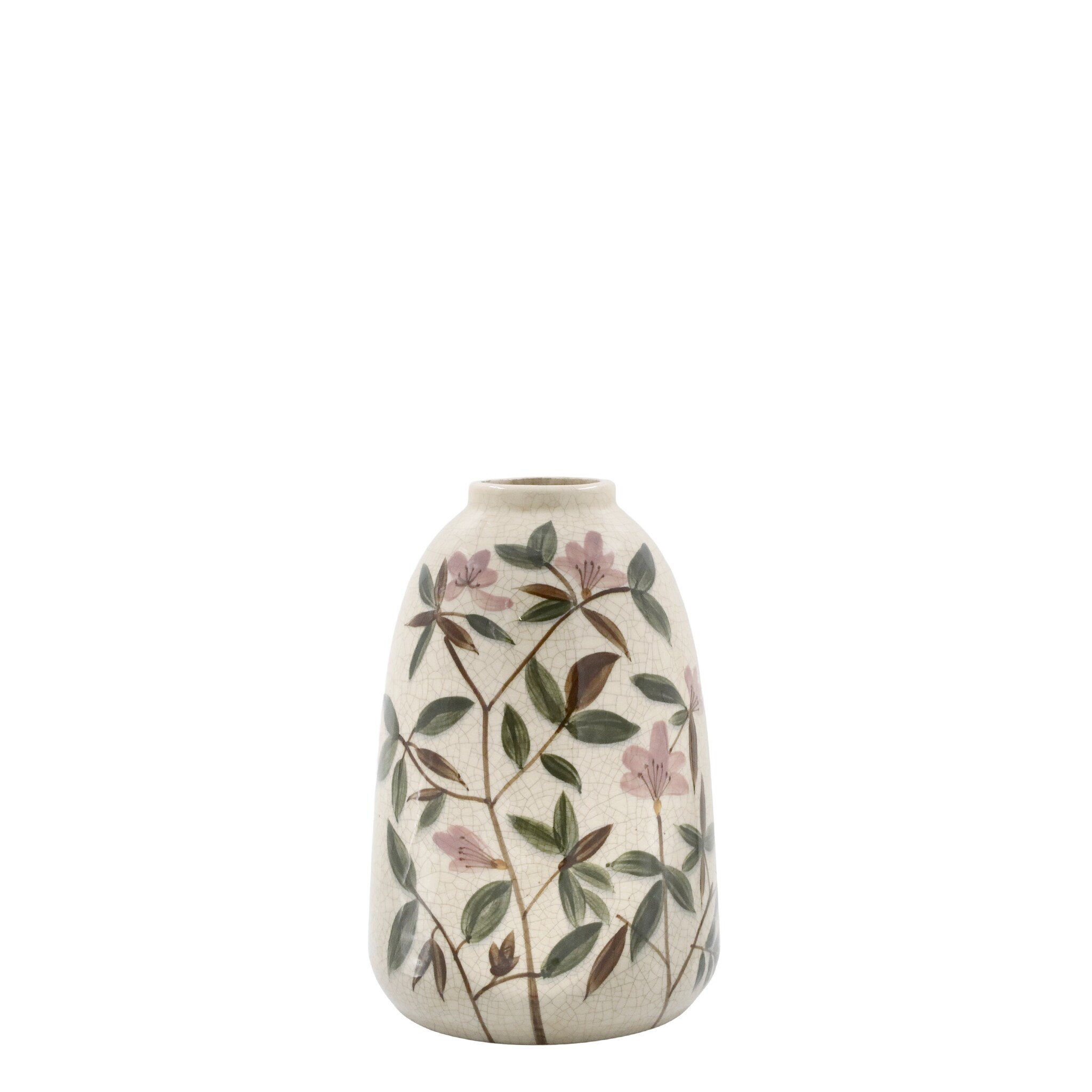Steingut Vase mit Blumenmotiv 2, creme Höhe 26, Ø 17 cm