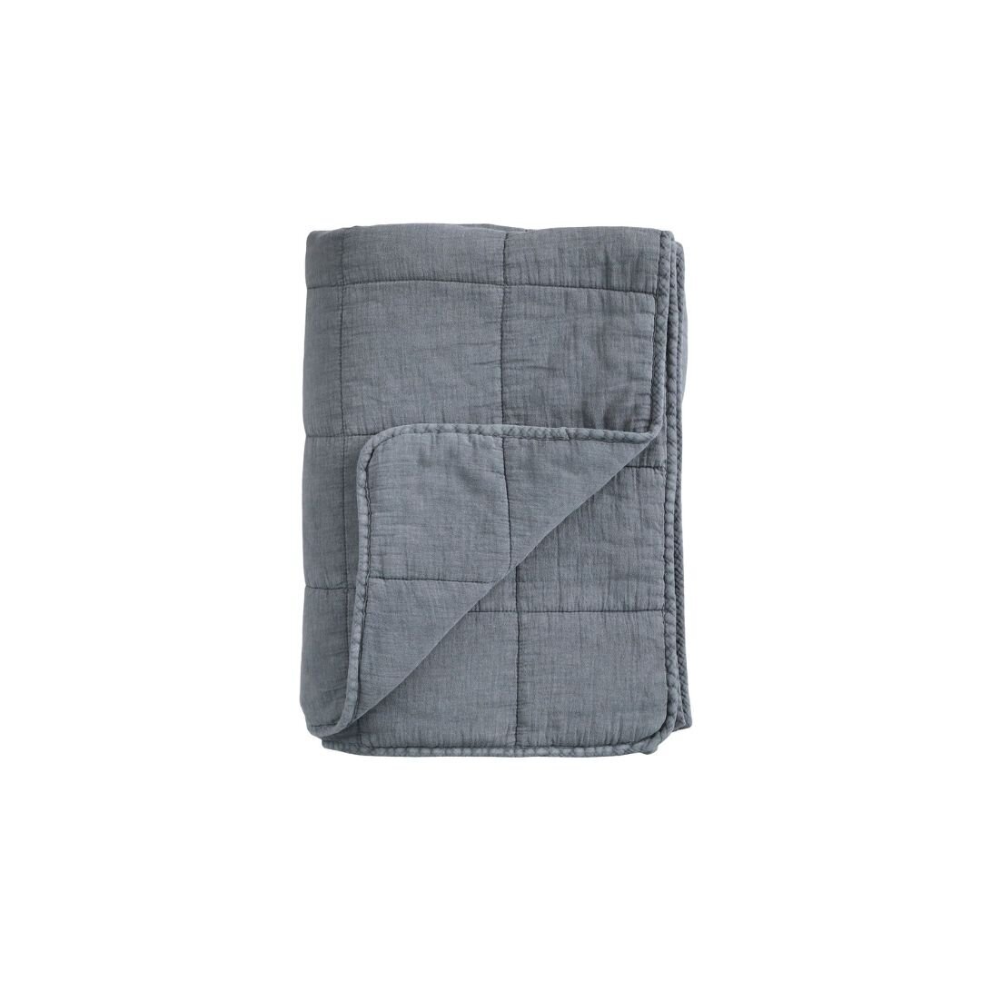 Vintage Quilt Steppdecke mit Stone-Washed Optik, kohle 