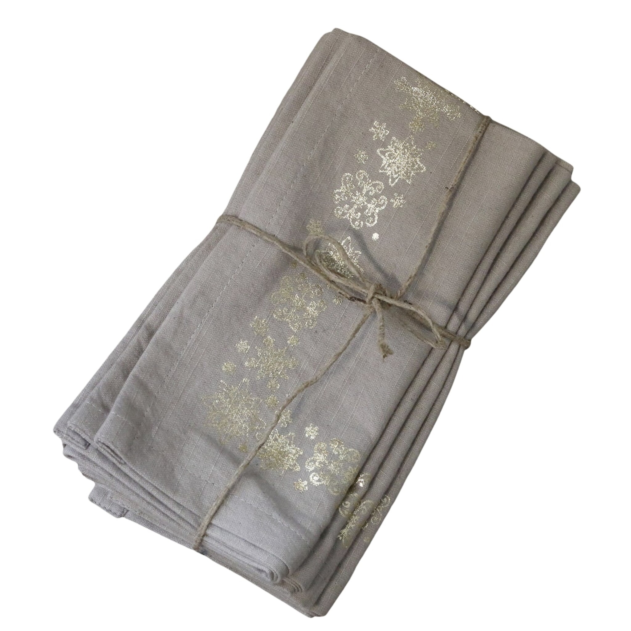 Stoffserviette mit Goldsternen 4er-Set, leinen 