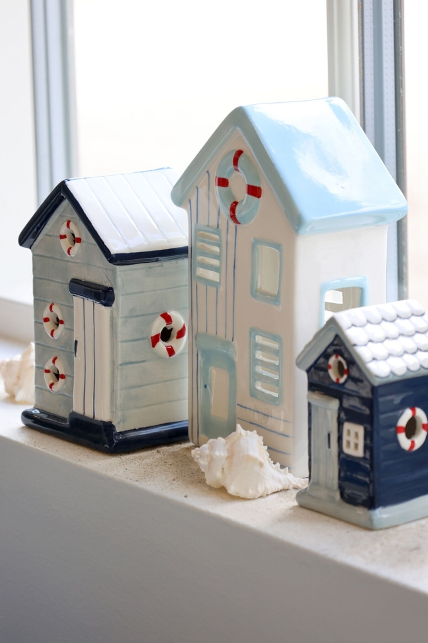 Chic Antique Keramik Strandhaus 3 – Maritimes Deko-Häuschen, sky blue 