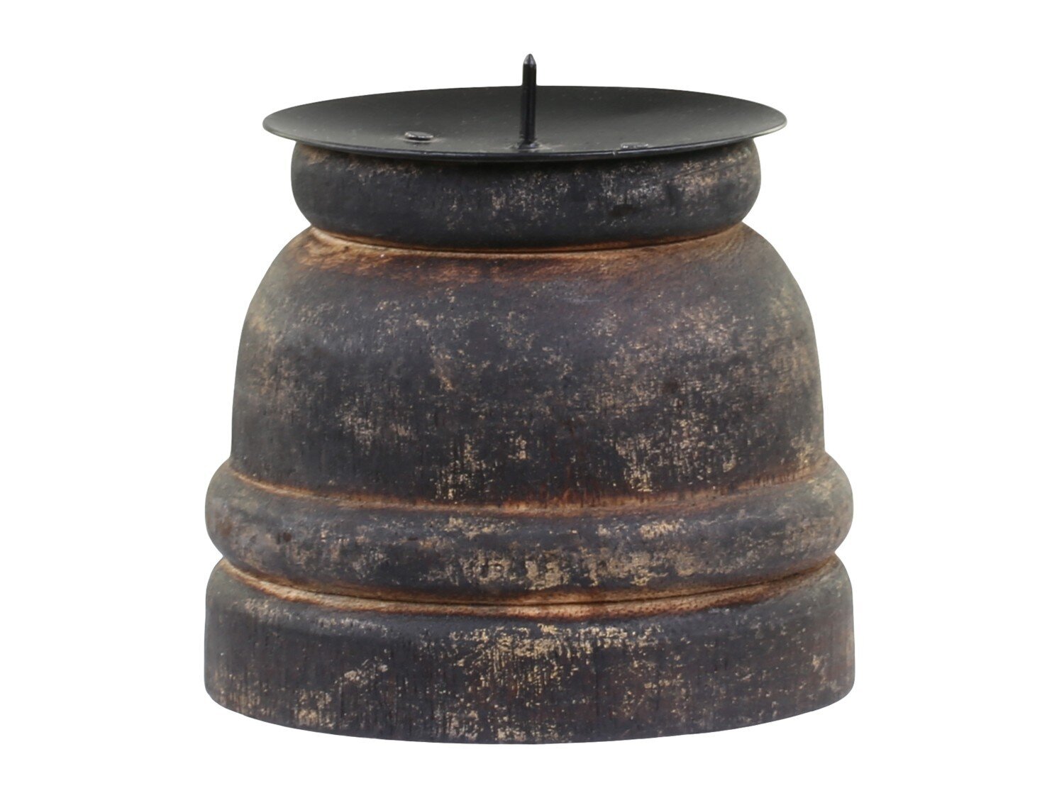 Stumpen Kerzenständer aus Mangoholz, antique kohle 