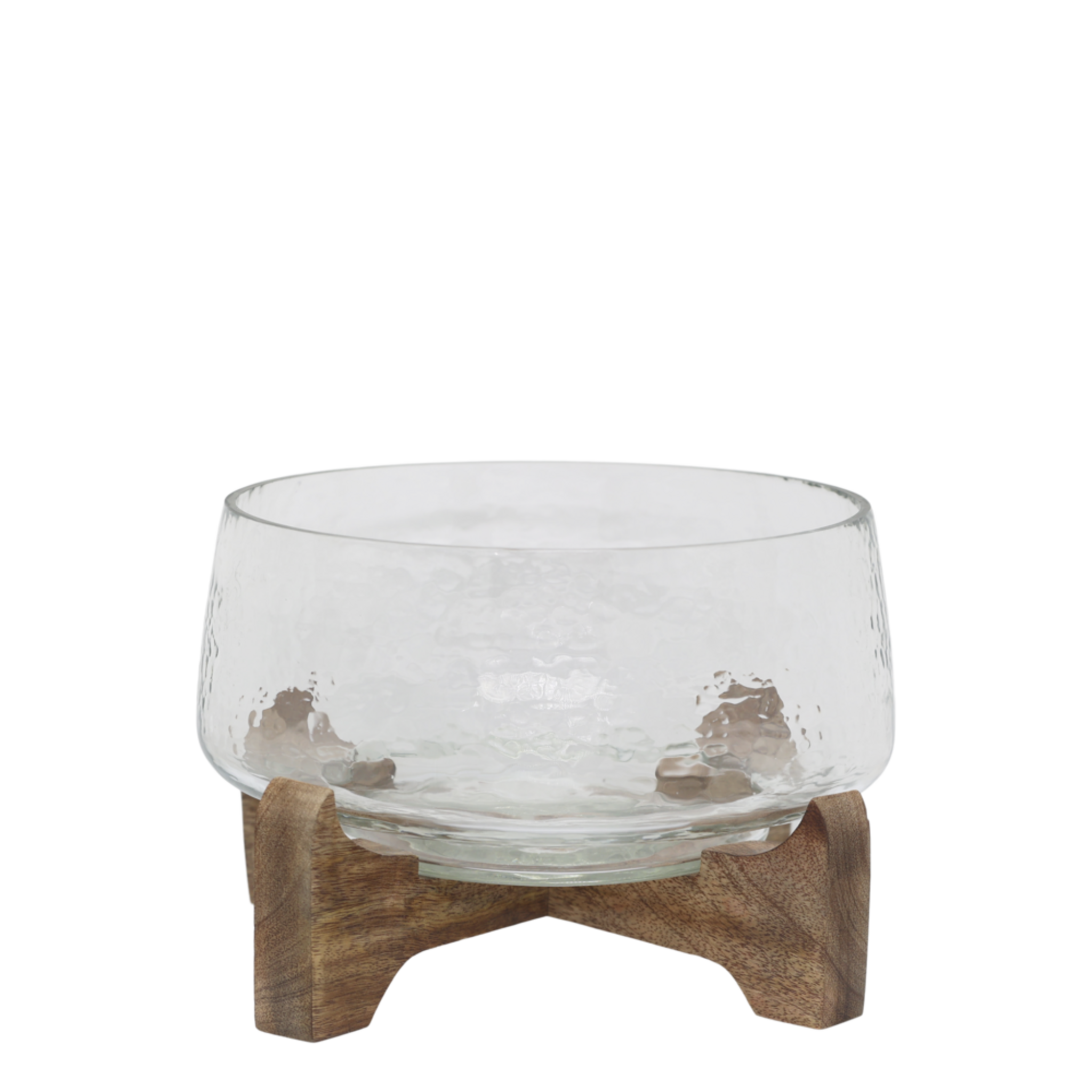 Chic Antique Glas Tablett mit Holzsockel, natur 16,5 cm, Ø 20 cm