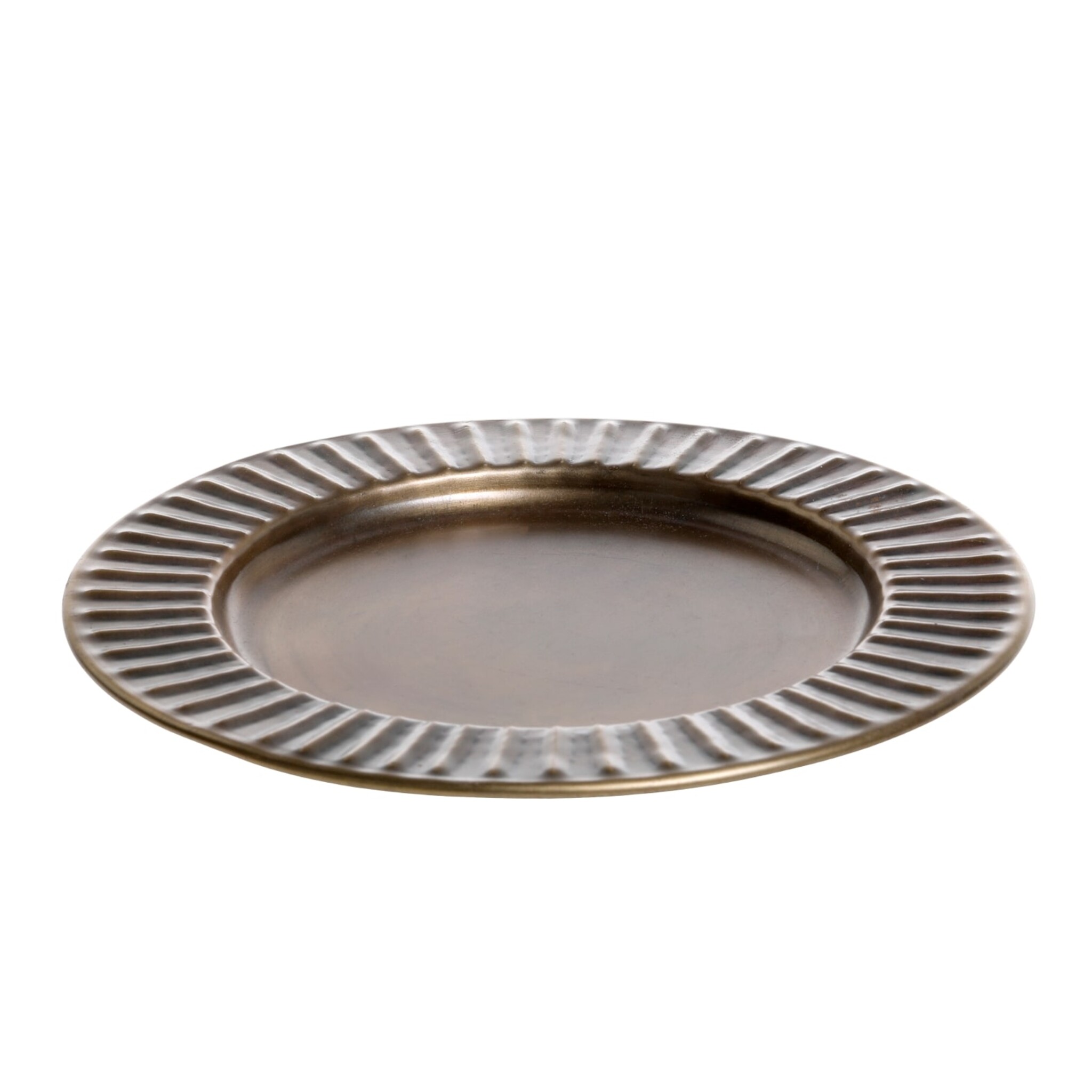 Tablett mit Riffeln Antique Messing, antique messing Höhe 1,5, Ø 20 cm