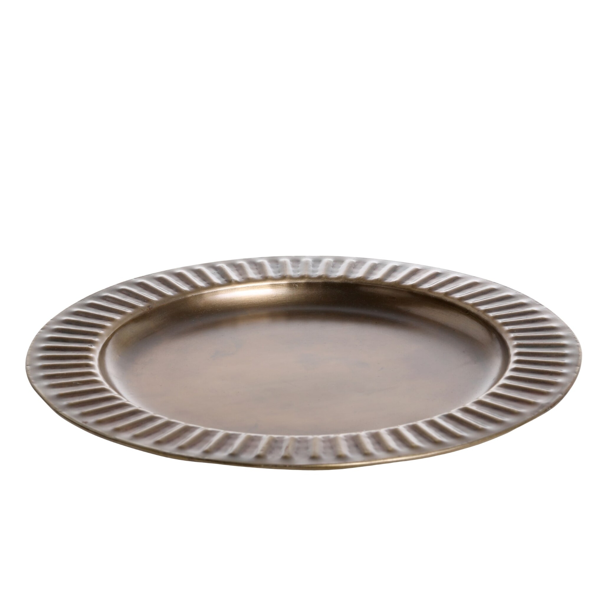 Tablett mit Riffeln Antique Messing, antique messing Höhe 1,5, Ø 23 cm