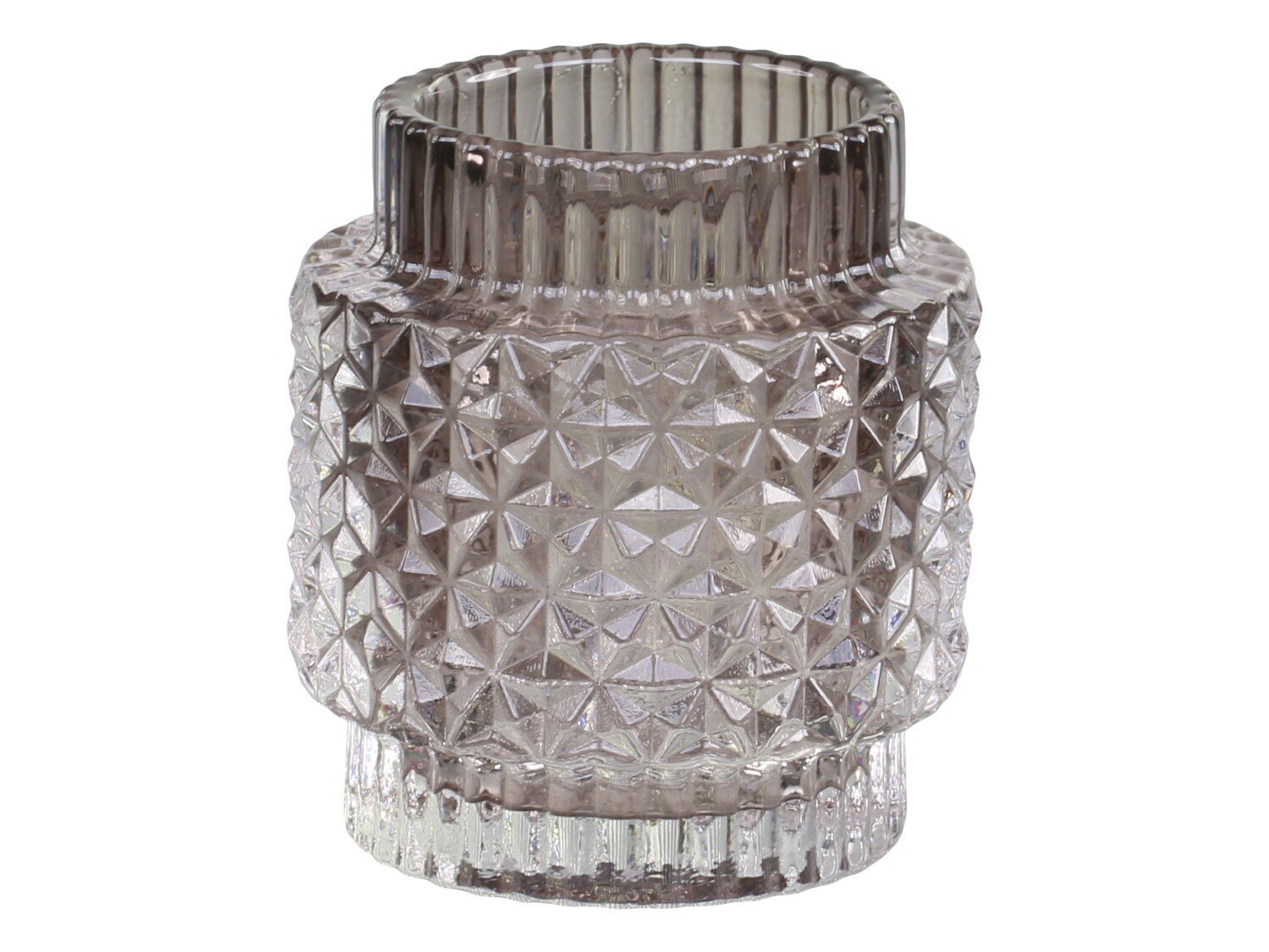 Teelichtglas mit Muster, mokka 