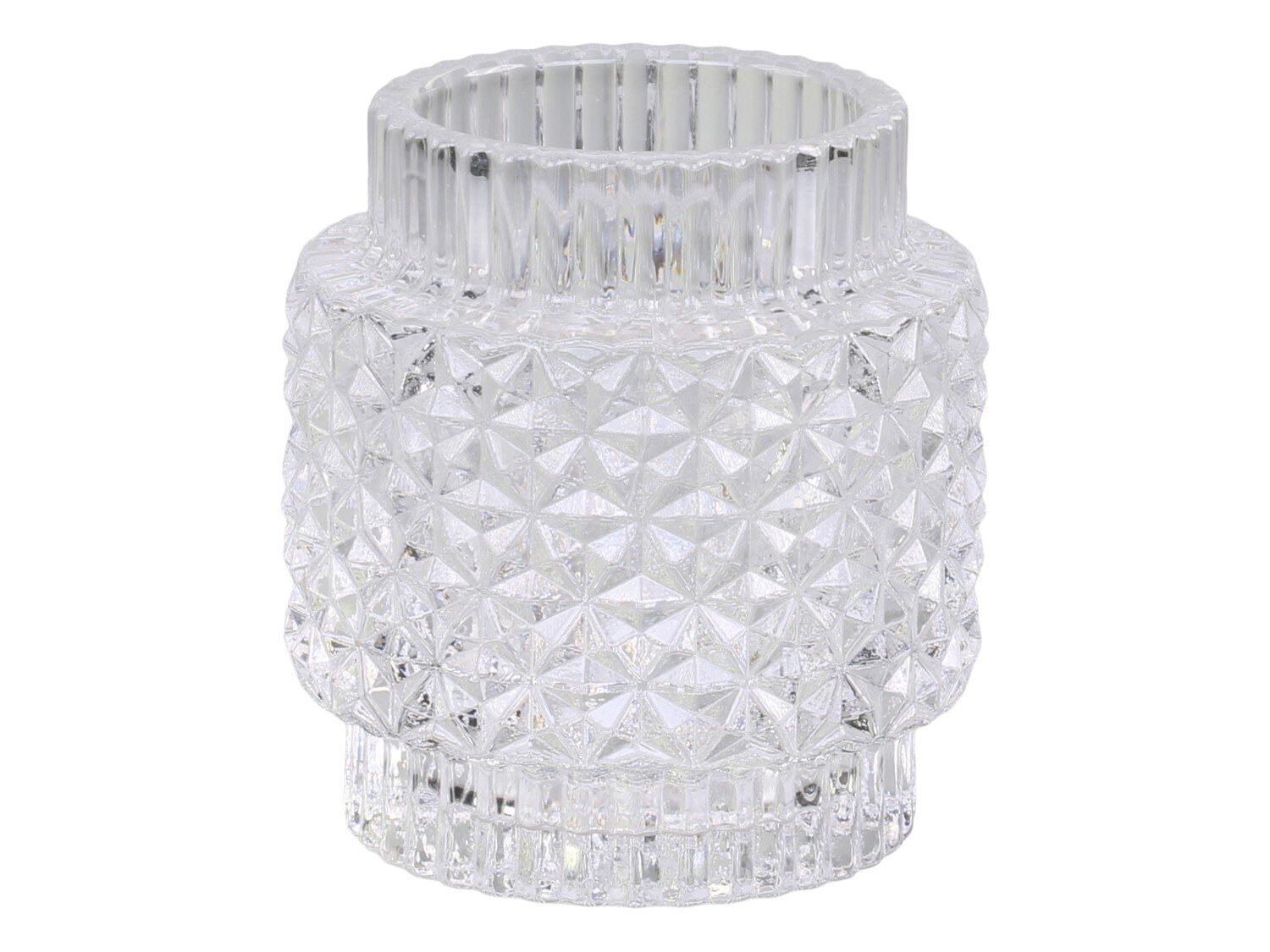 Teelichtglas mit Muster, klar 