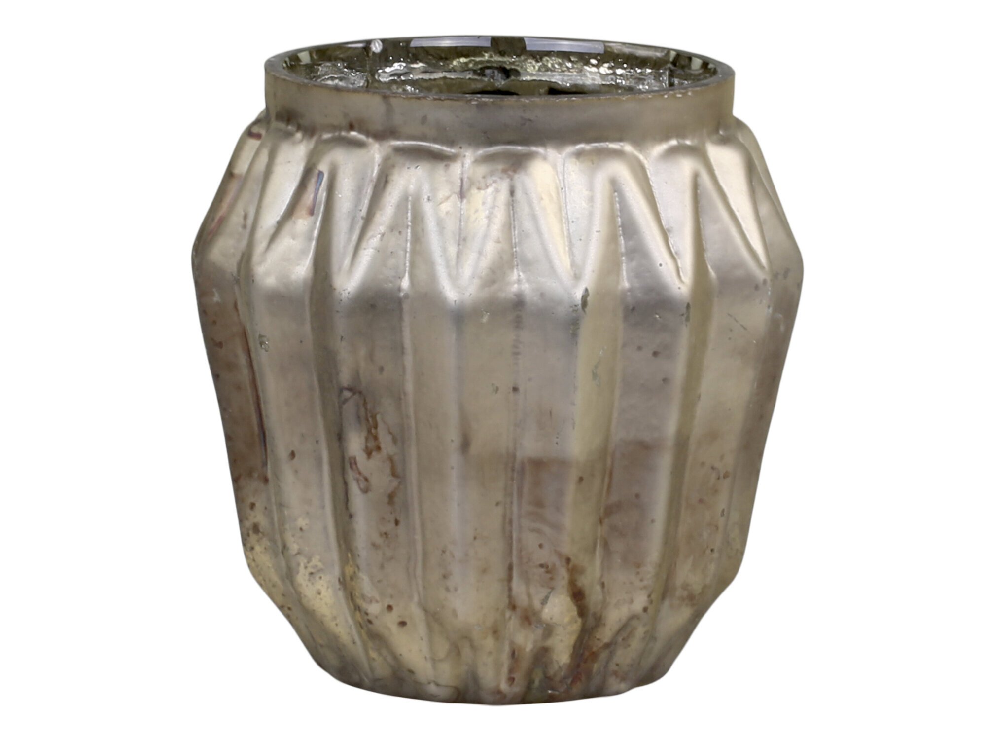 Teelichthalter Diamant Muster aus Glas, antik bronze 