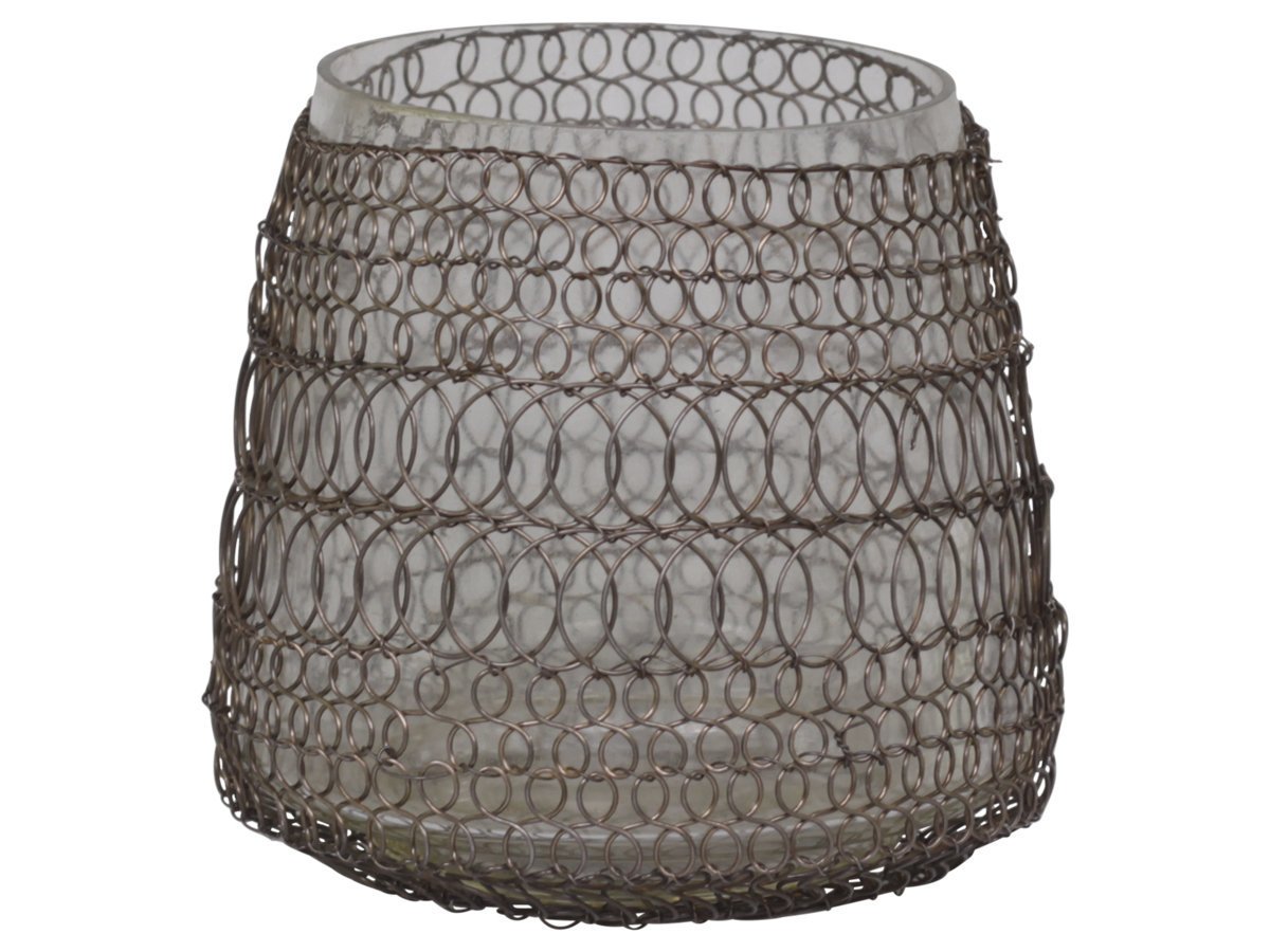 Chic Antique Teelichthalter Hurricane mit fil de fer Netz, durchsichtig H13/D13 cm