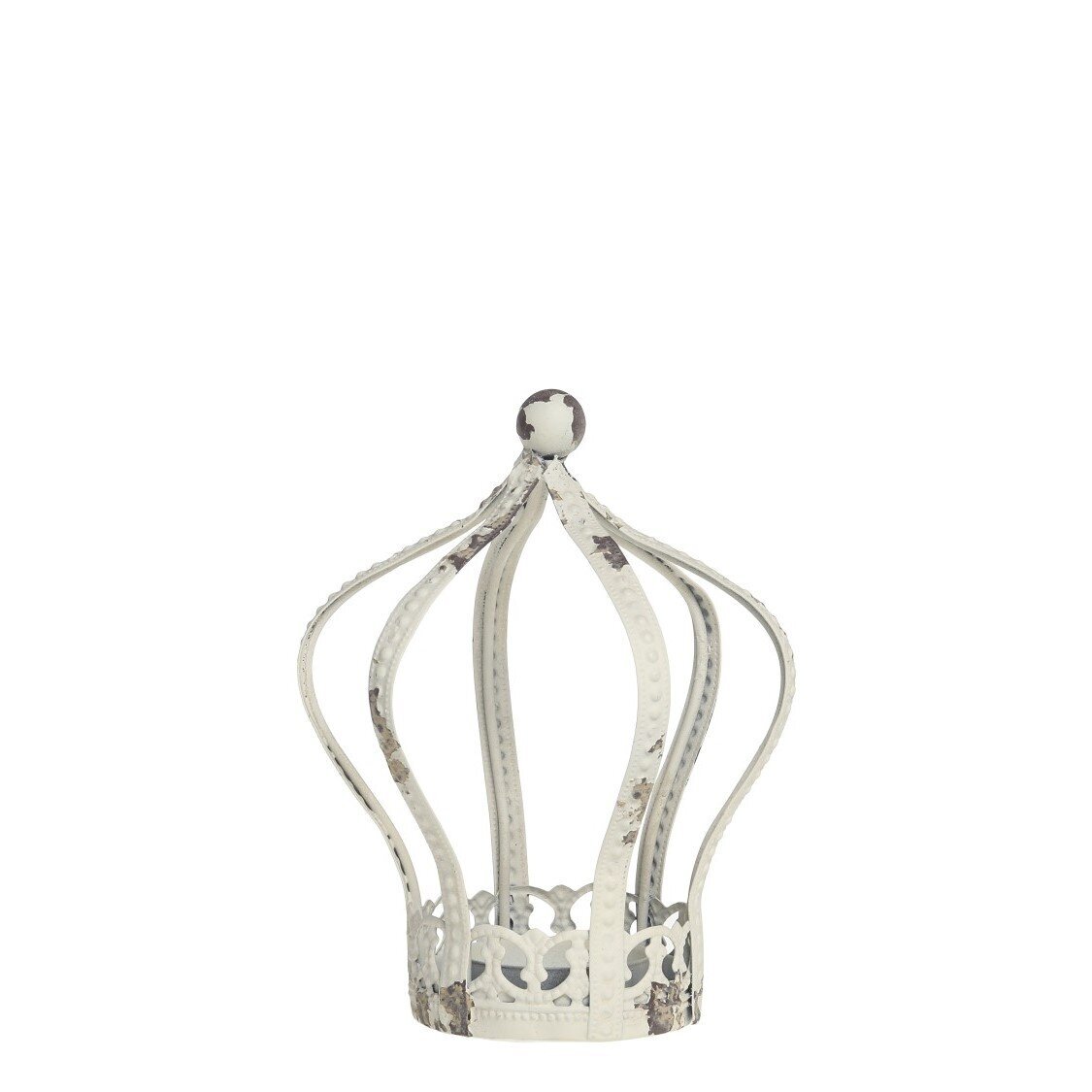 Teelichthalter Krone Eisen, antique creme 