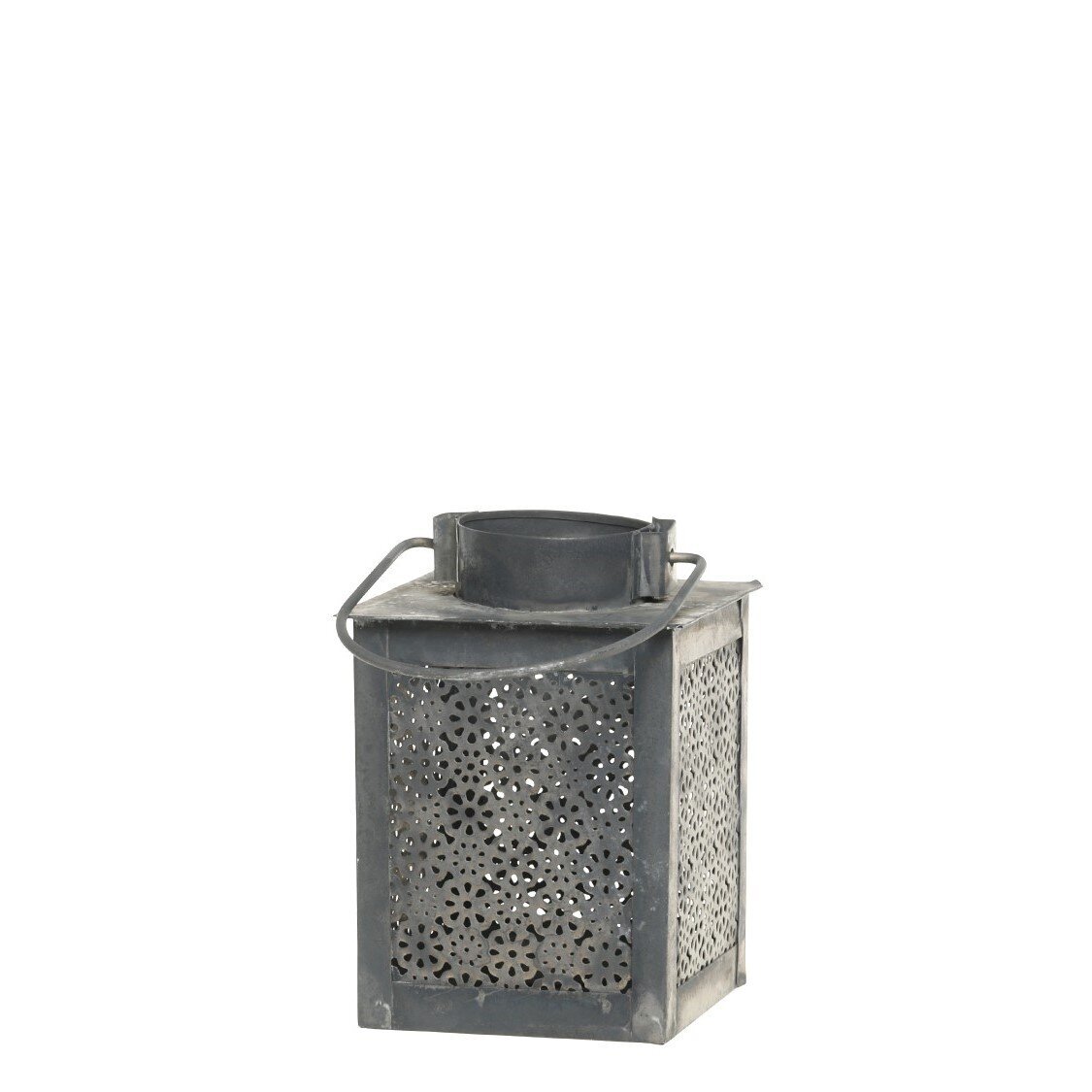 Teelichthalter Laterne mit Muster, antique zink 