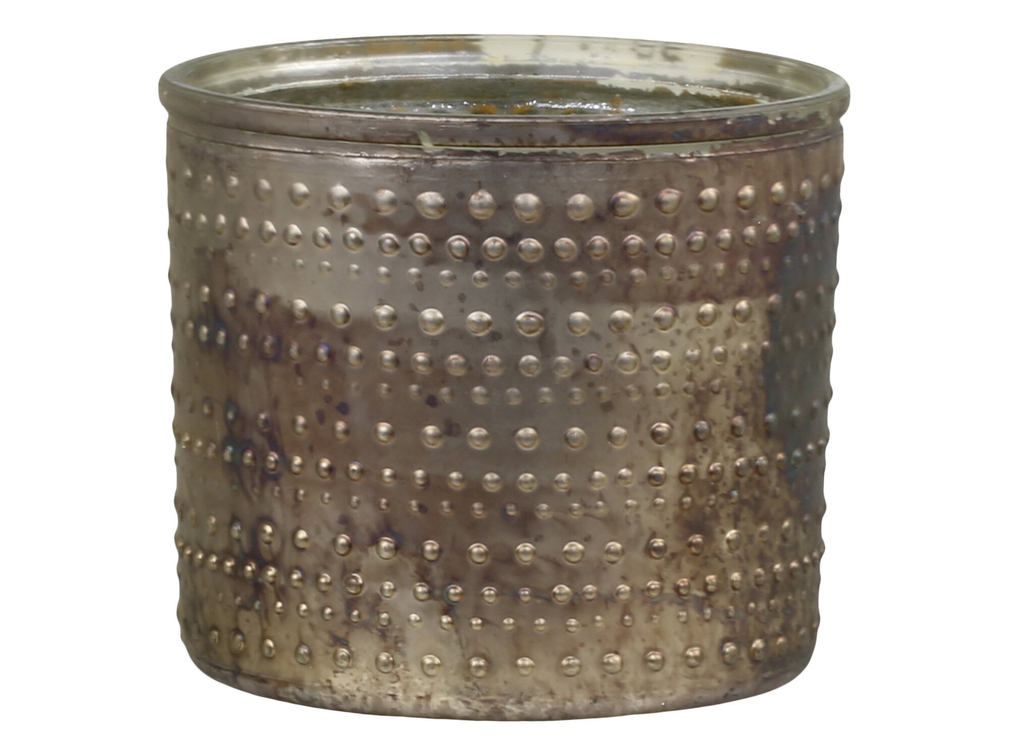 Teelichthalter mit Muster aus Glas, antik bronze 