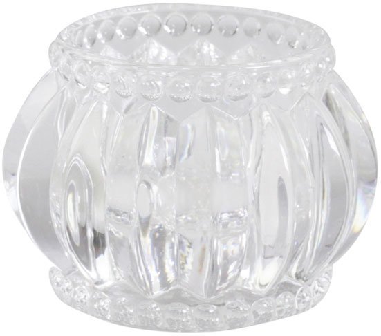 Chic Antique Teelichthalter mit Nuten und Perlenkante, durchsichtig H5/D6 cm