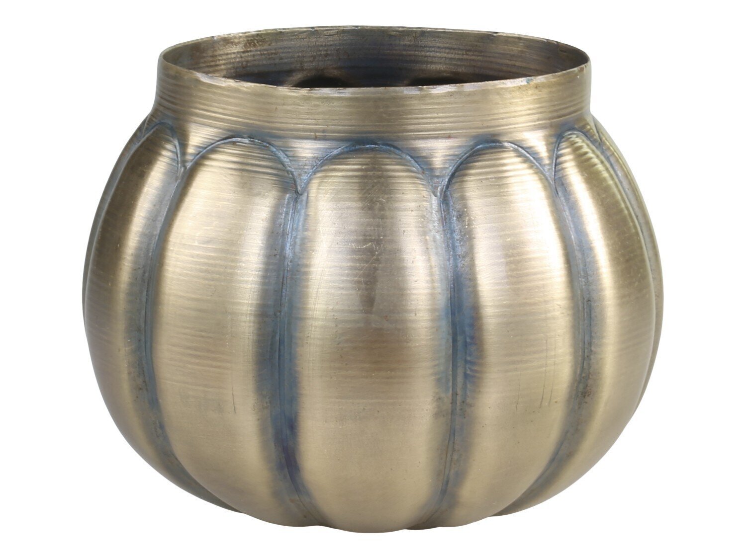 Teelichthalter mit Rillen messing, antik messing 