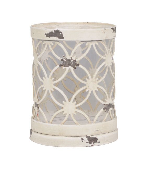 Chic Antique Teelichthalter mit Spitzenkante, creme 