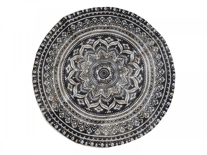 Teppich mit Blumendruck, schwarz 