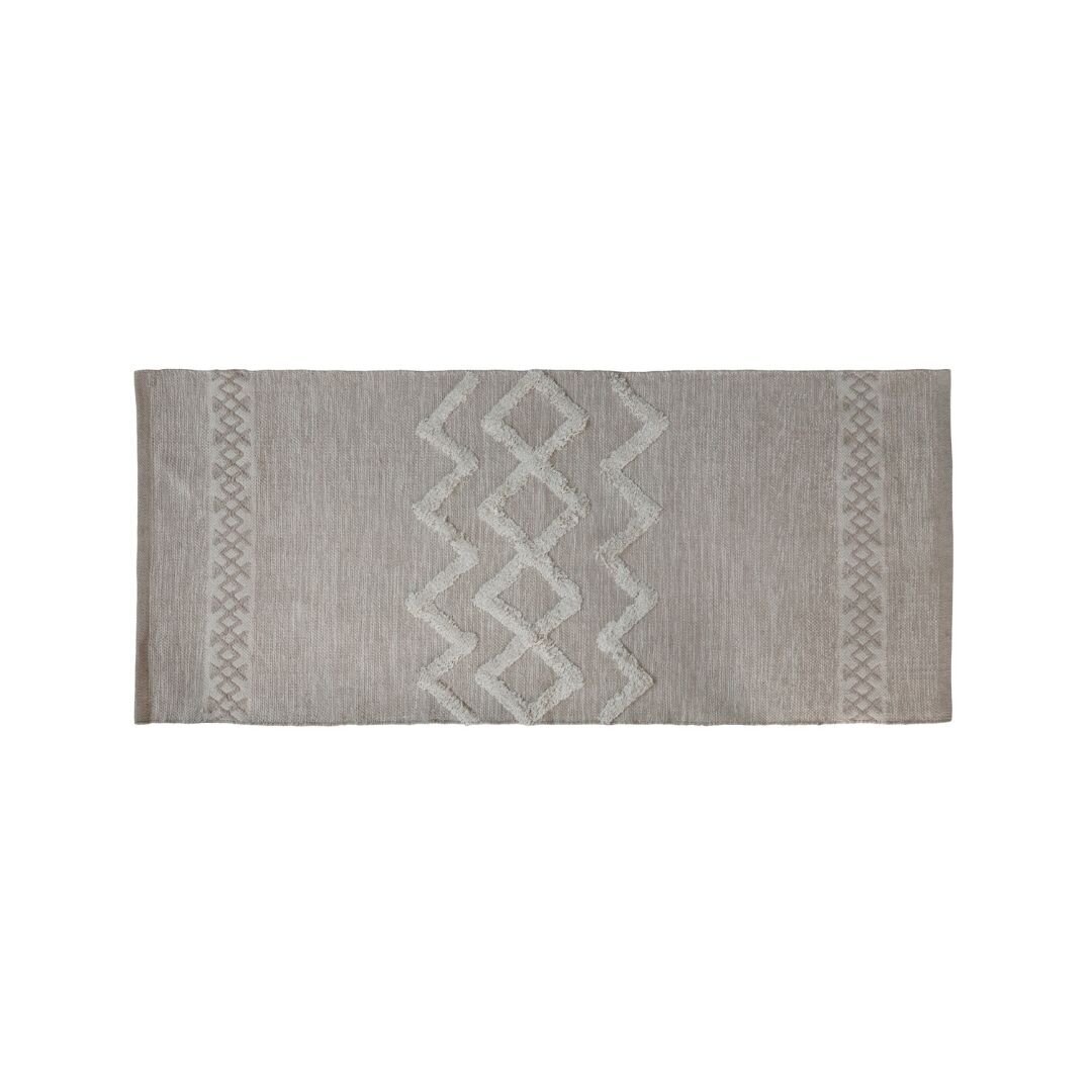 Teppich mit Zickzackmuster aus Baumwolle, creme L150 x B70 cm