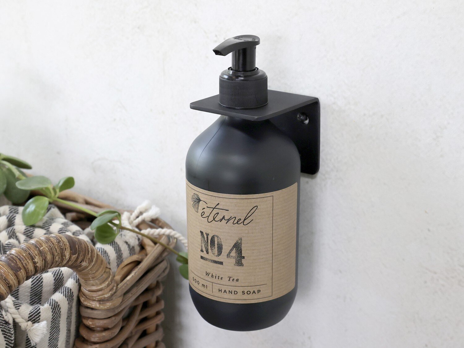 Éternel Wandhalterung für Spender Flaschen Dispenser, schwarz 6x7x6 cm, für 1000ml Flaschen