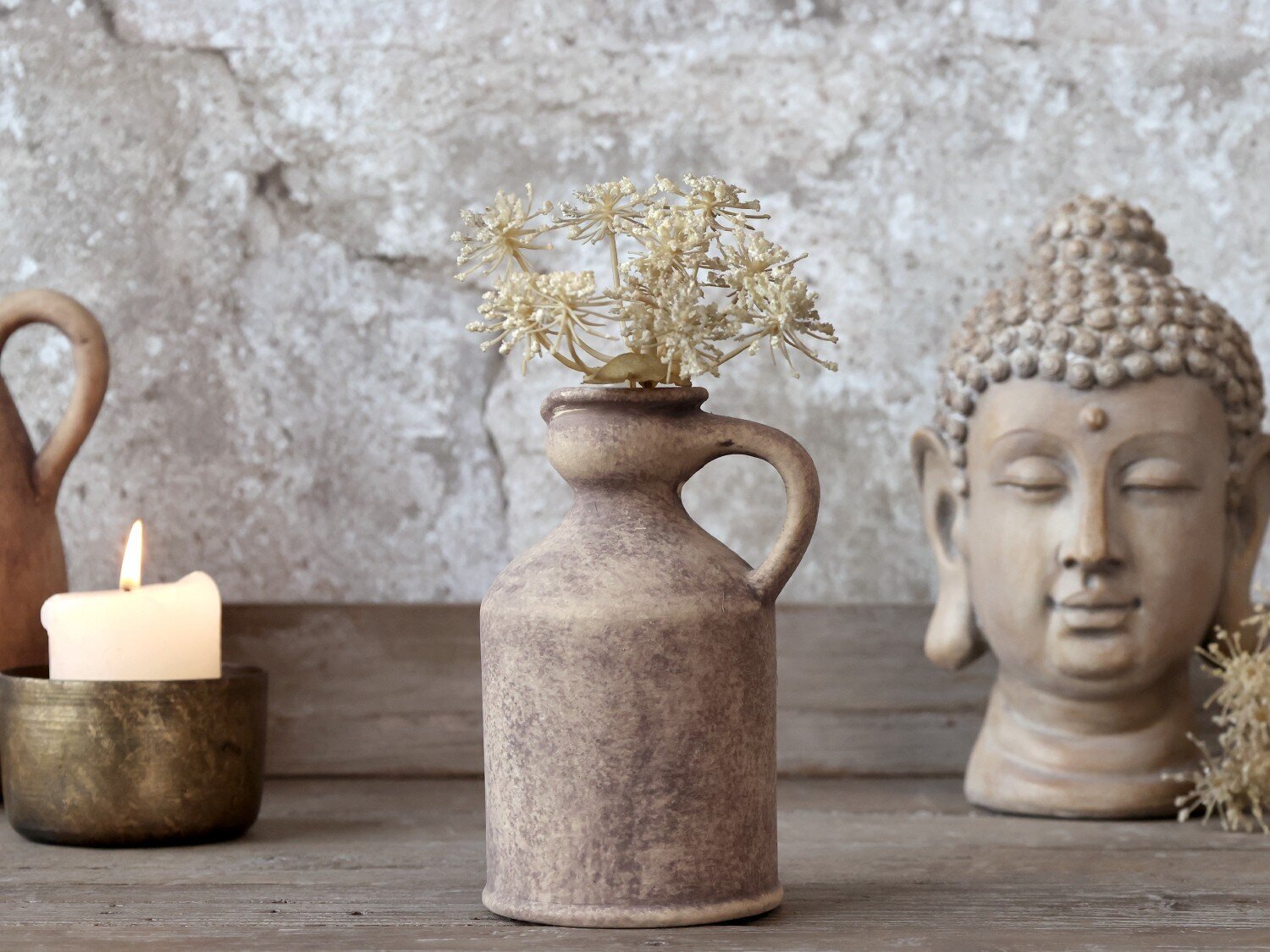 Terracotta Flasche mit Griff, natur Höhe 13, Länge: 9, Breite: 7,5 cm 