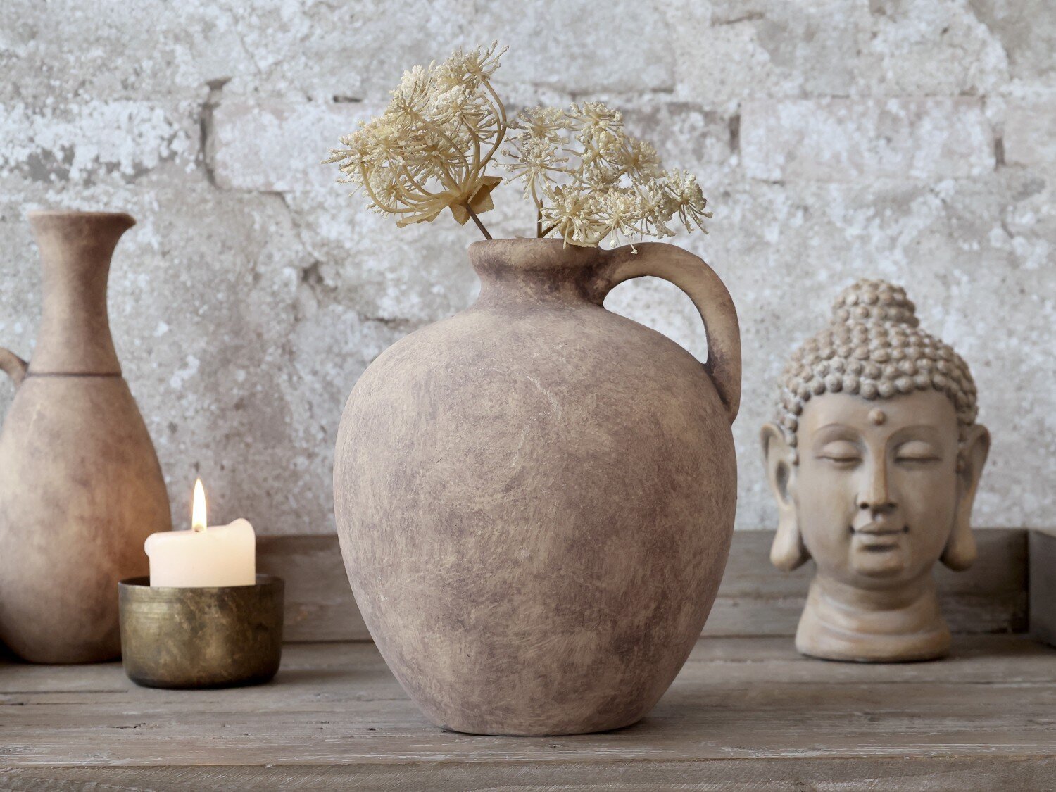 Terracotta Flasche mit Griff, natur Höhe 20, Länge: 16, Breite: 16,5 cm