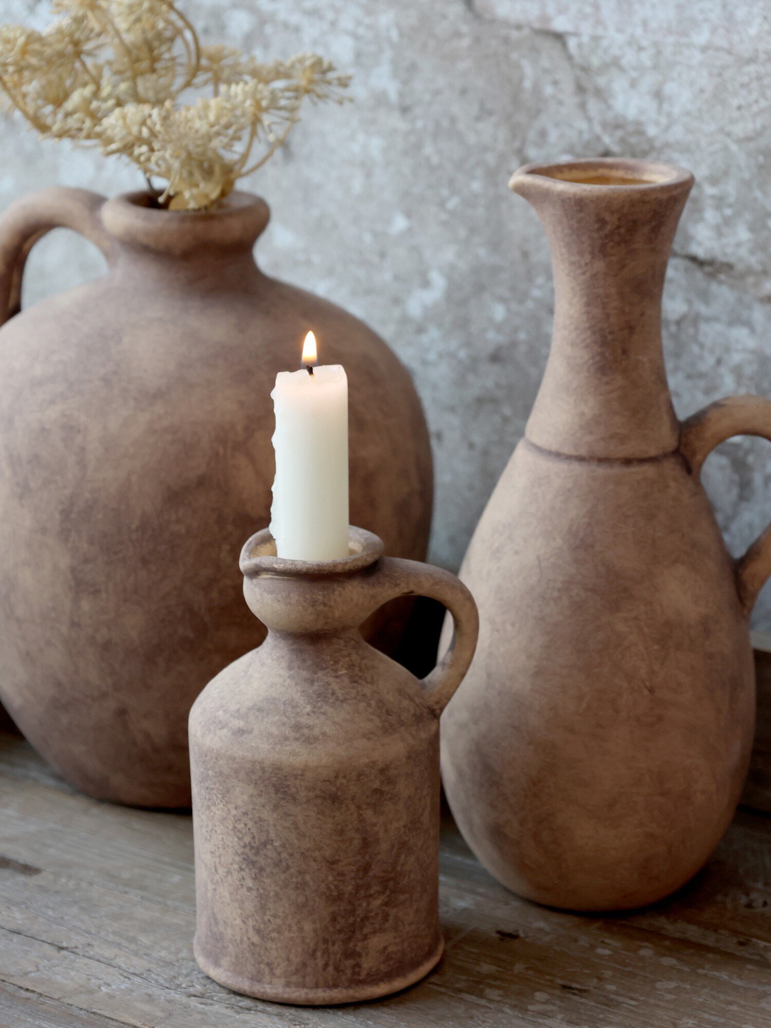 Terracotta Flasche mit Griff,  