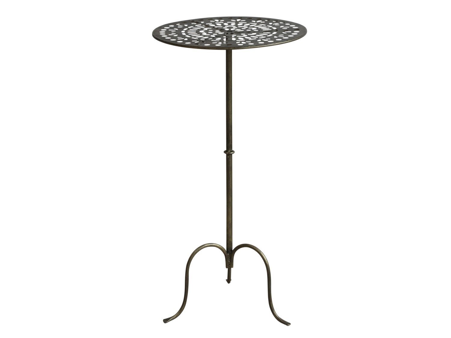 Tisch mit Dekor rund, antik messing H60/Ø30,5 cm